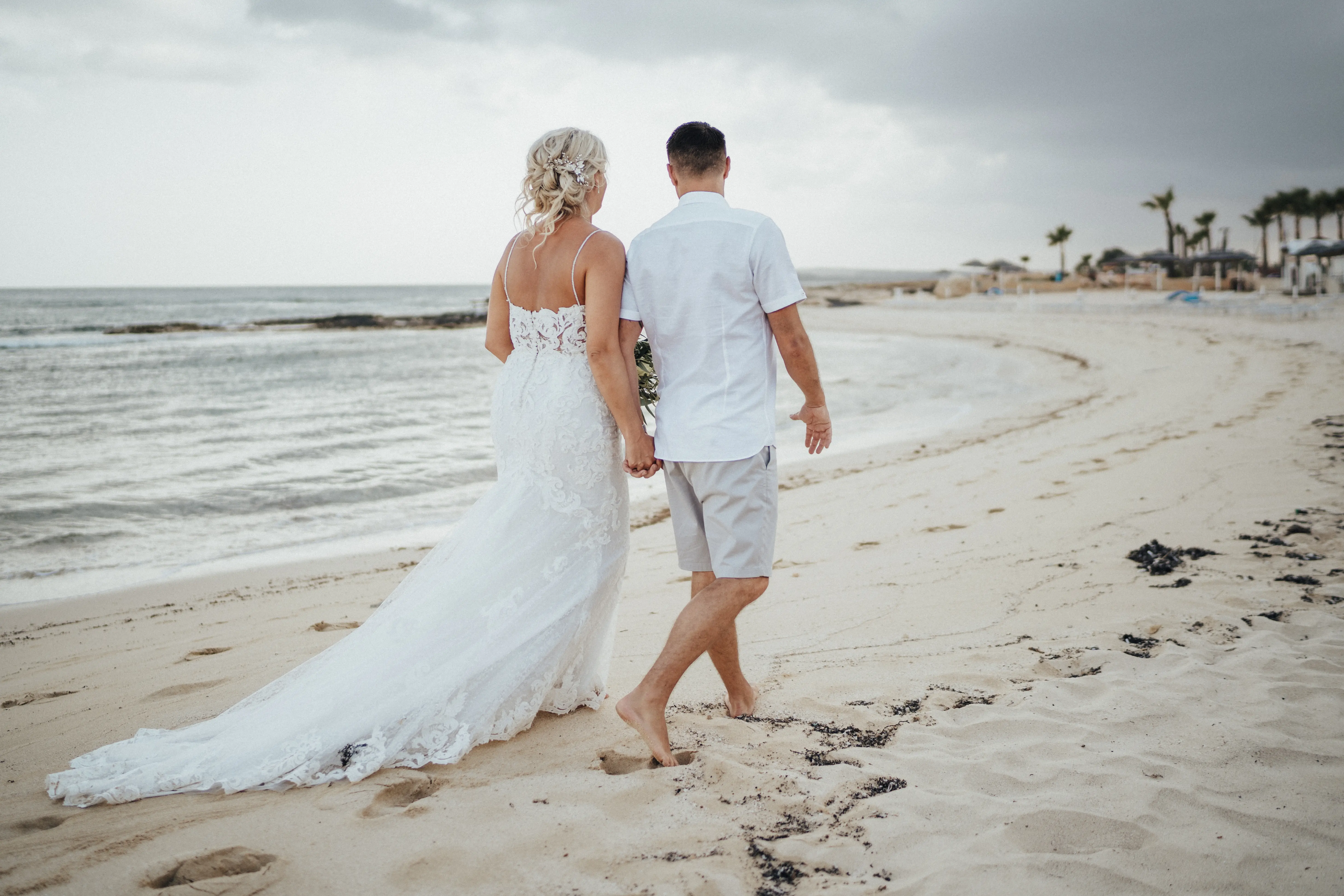 Bride In Lace Sheath Tuscany Lynette Maggie Sottero With Groom