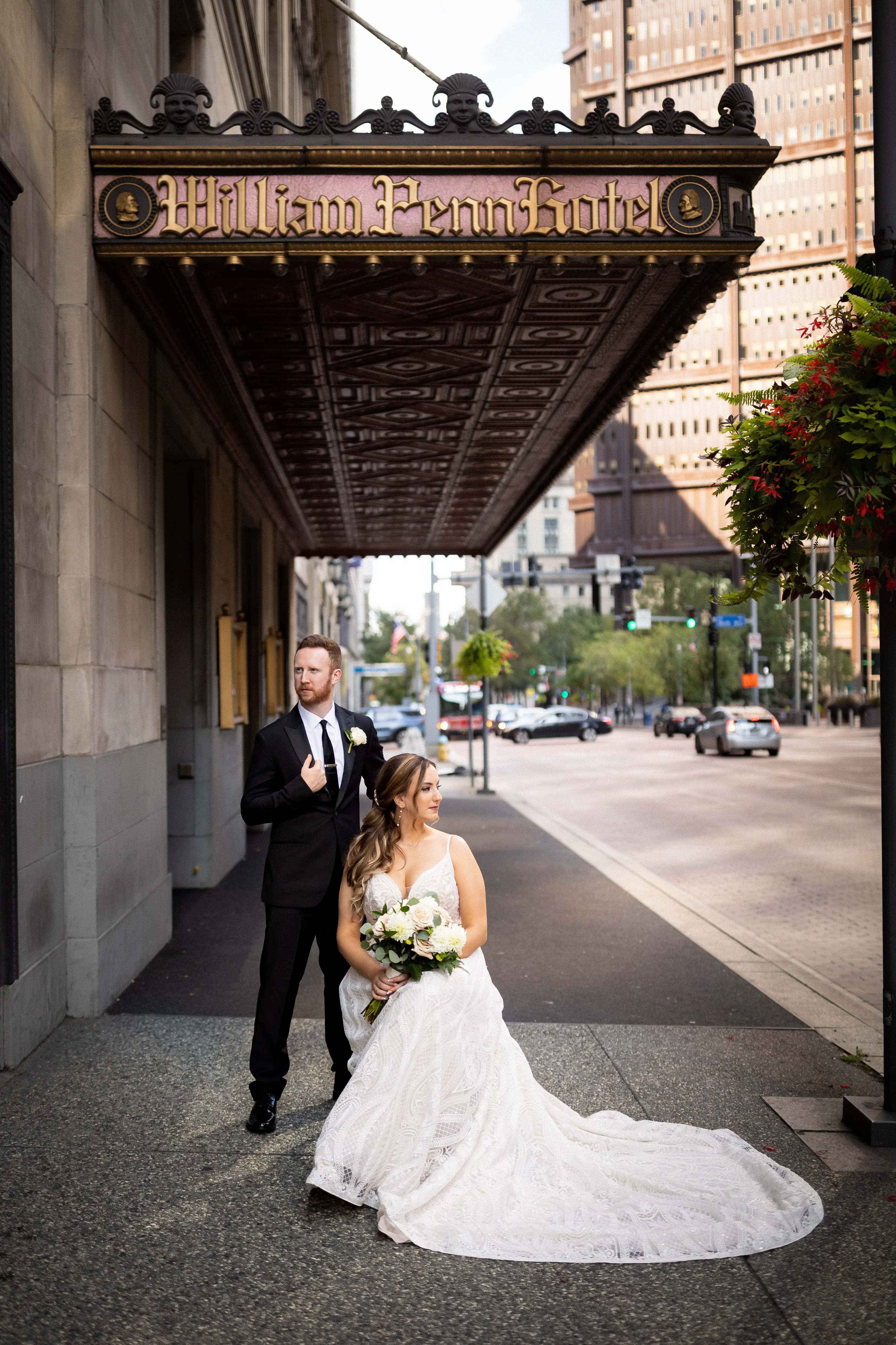 Bride Wearing Glam Princess A-Line Wedding Dress Called Roxanne By Sottero And Midgley With Groom