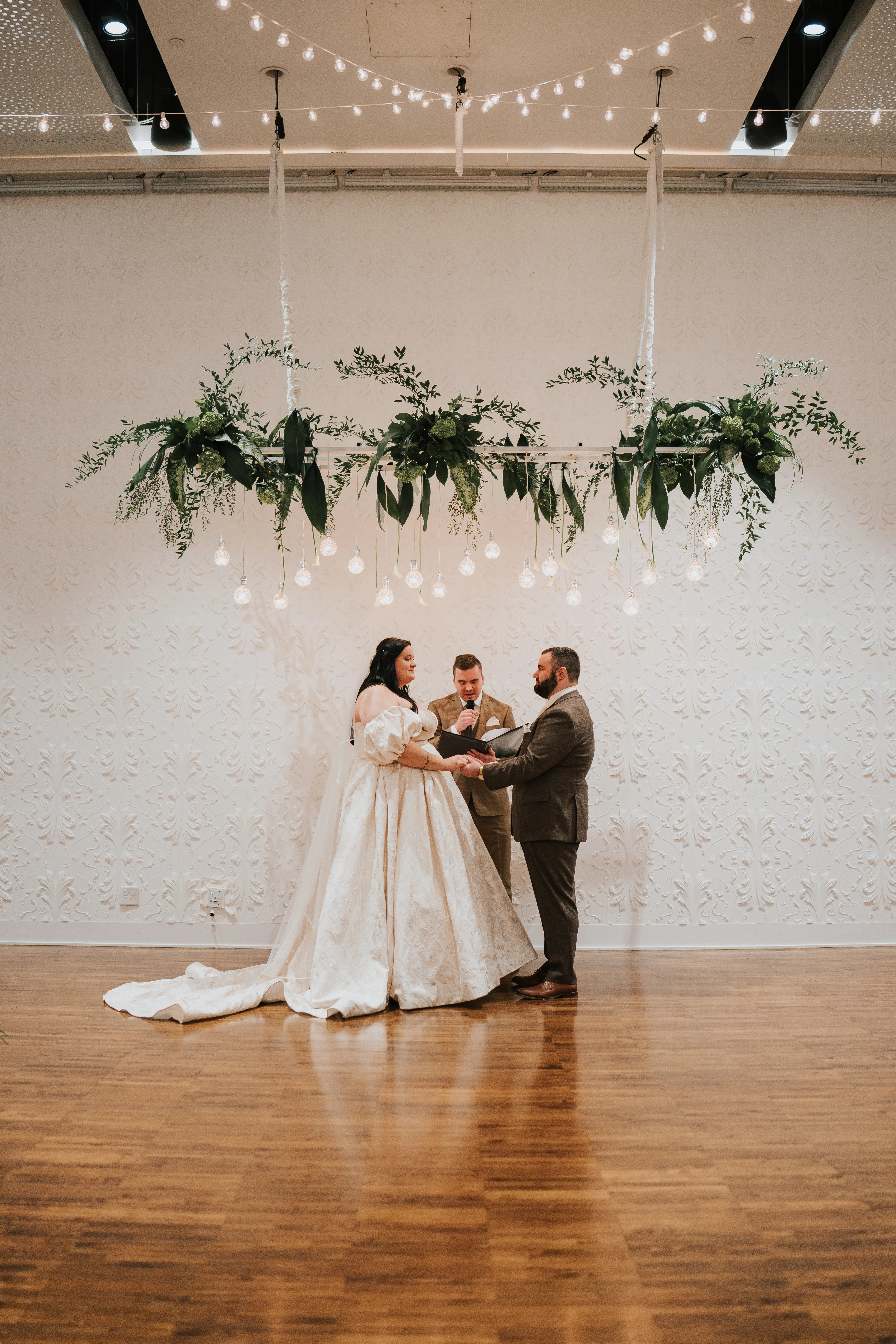 Bride Wearing Floral Jacquard Princess Wedding Gown Called Cyprus By Sottero And Midgley Getting Married