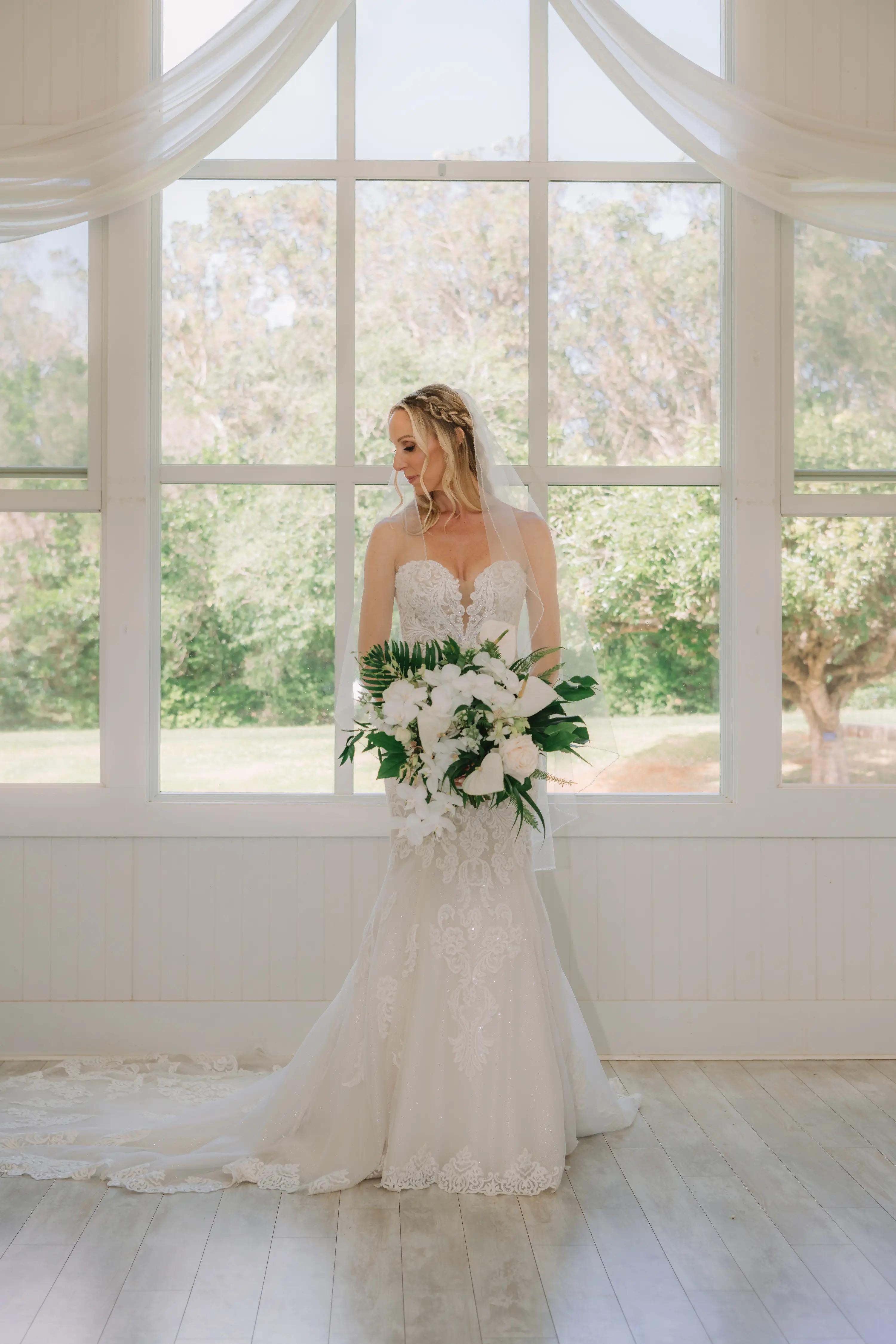 Bride In Beach Fit-And-Flare Wedding Dress Called Fiona By Maggie Sottero