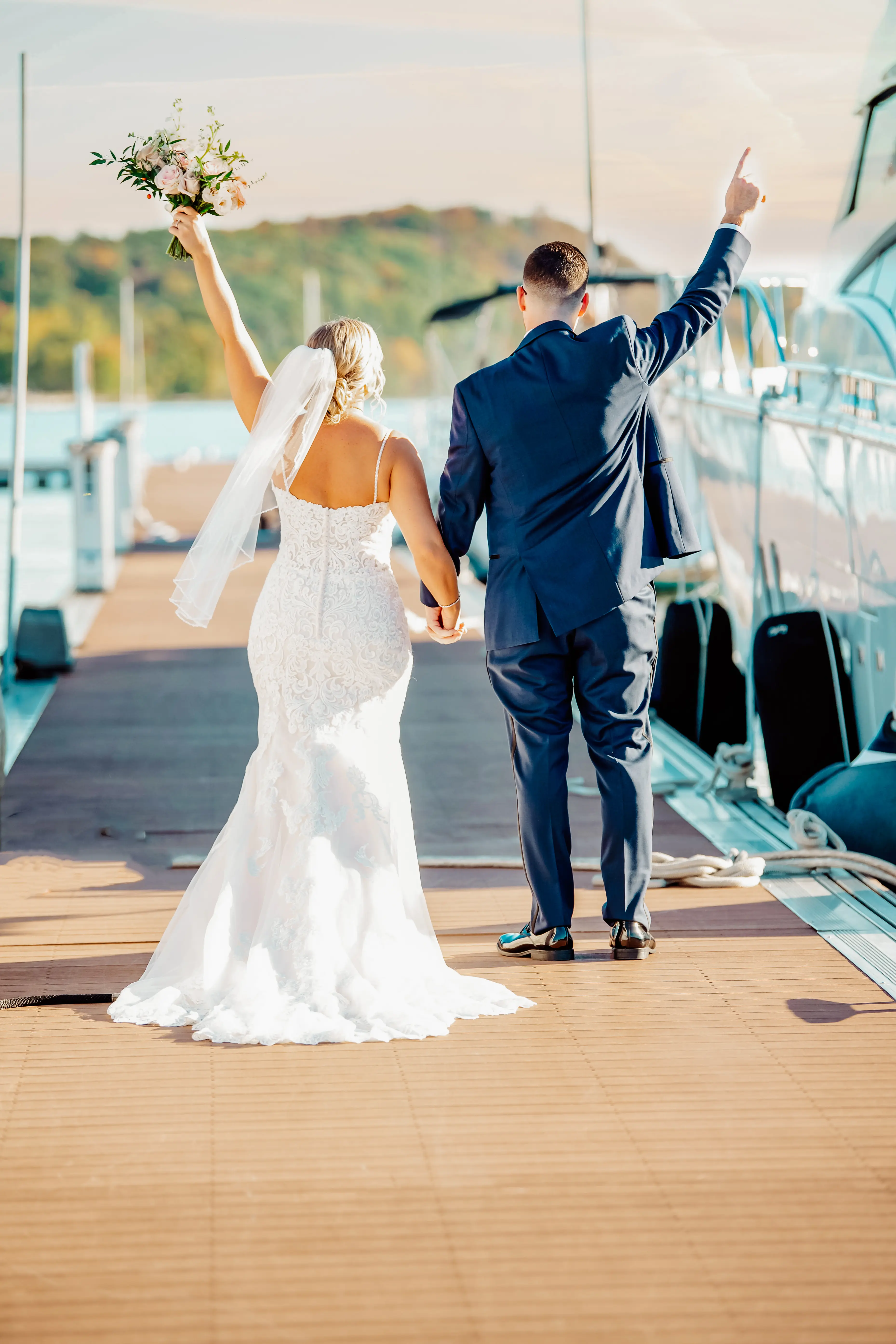 Bride In Spaghetti Straps Sparkle Straps Fiona Maggie Sottero With Groom