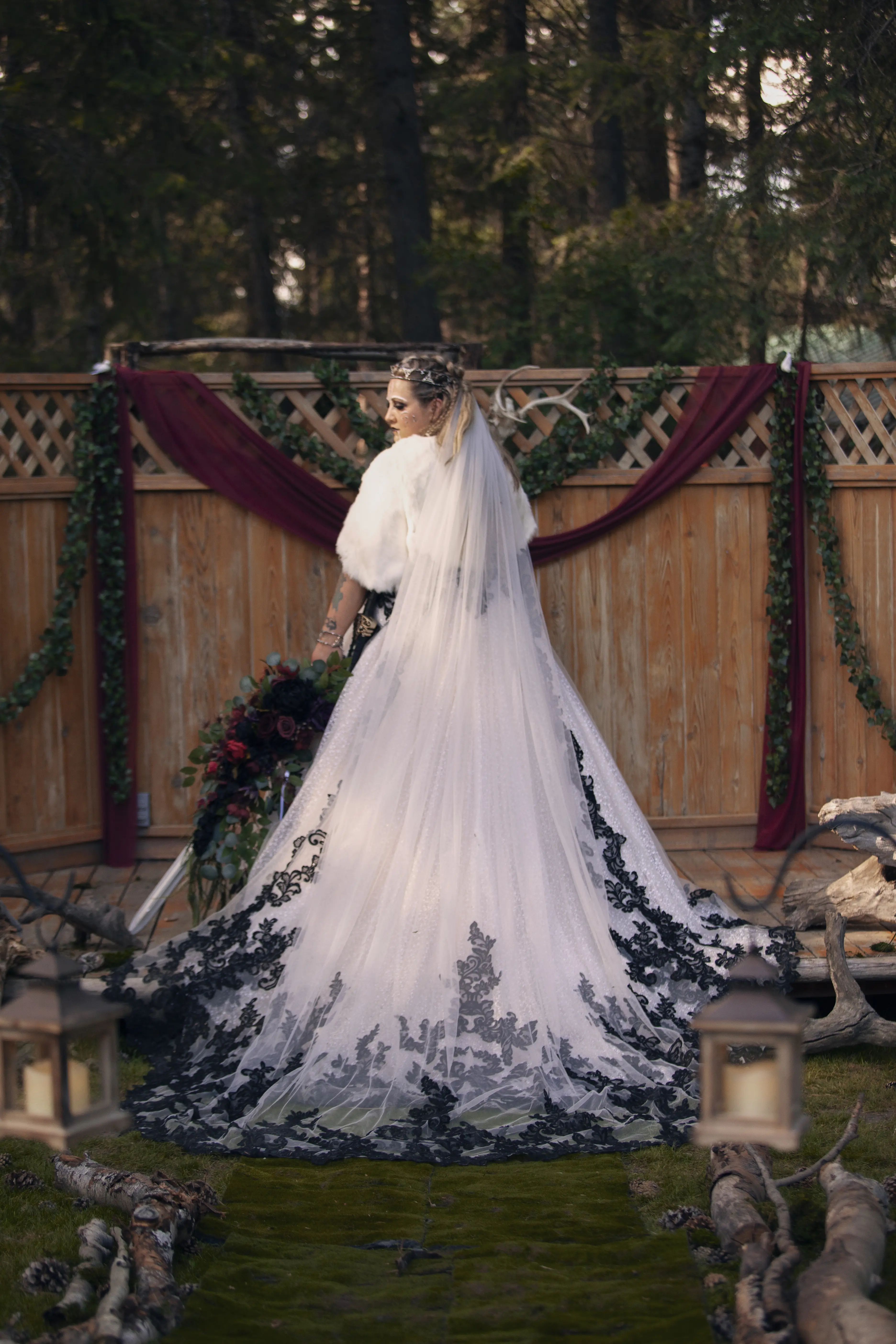 Back of a bride wearing Trystin wedding dress by Maggie Sottero