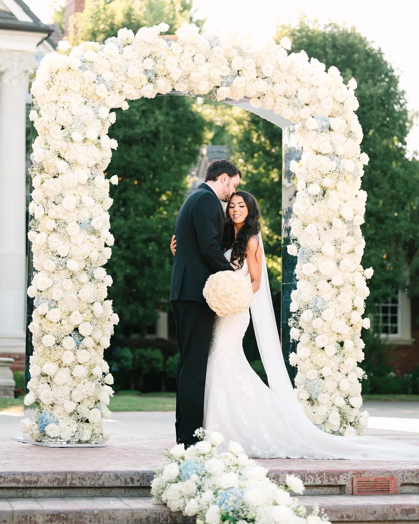 Groom With Bride Wearing Sparkly Lace Fit-And-Flare Fiona By Maggie Sottero