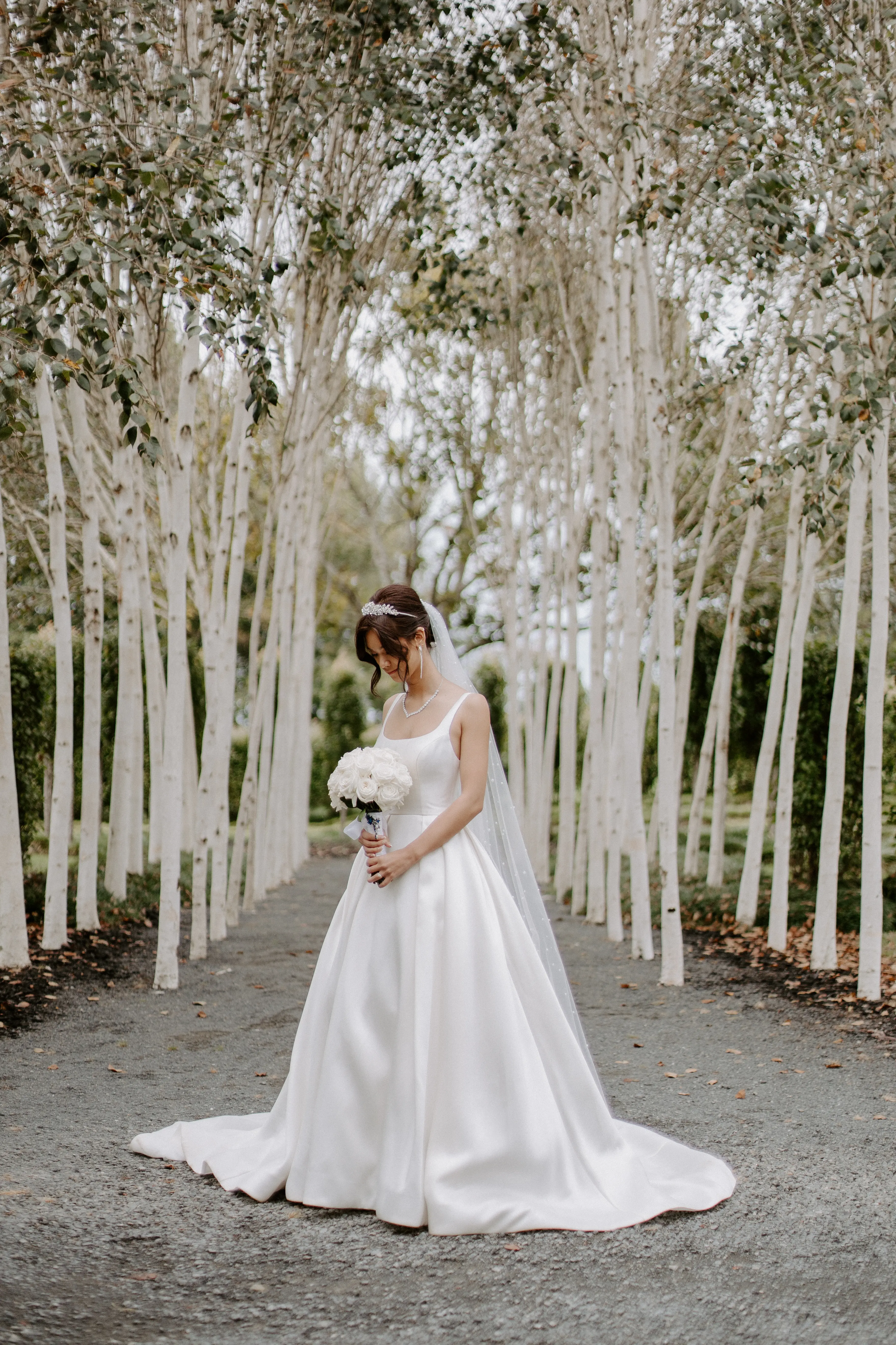 Bride In Satin A-Line Wedding Dress Called Selena By Maggie Sottero