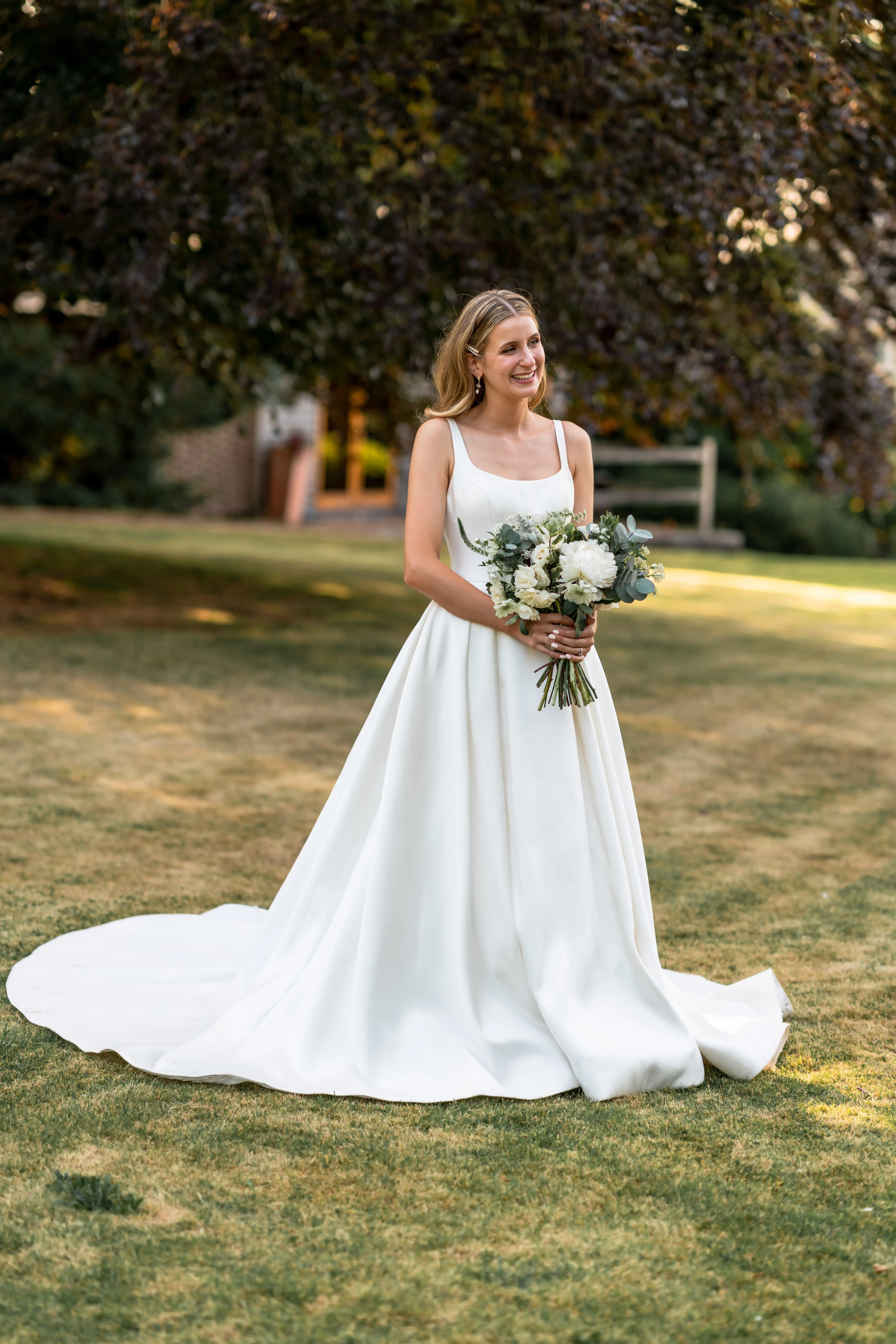 Bride Wearing Satin Ball Gown Selena By Maggie Sottero