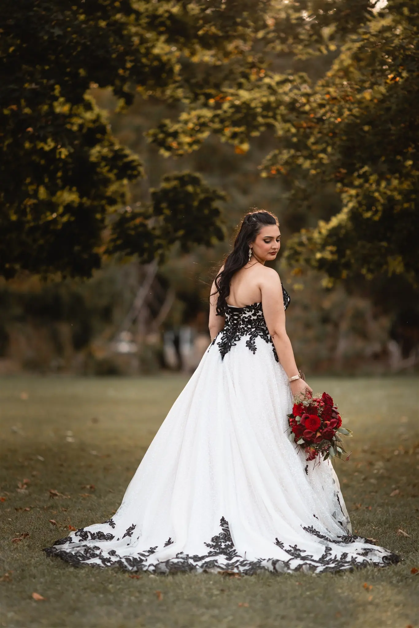 Bride In Strapless Black Wedding Dress Called Tristyn By Maggie Sottero