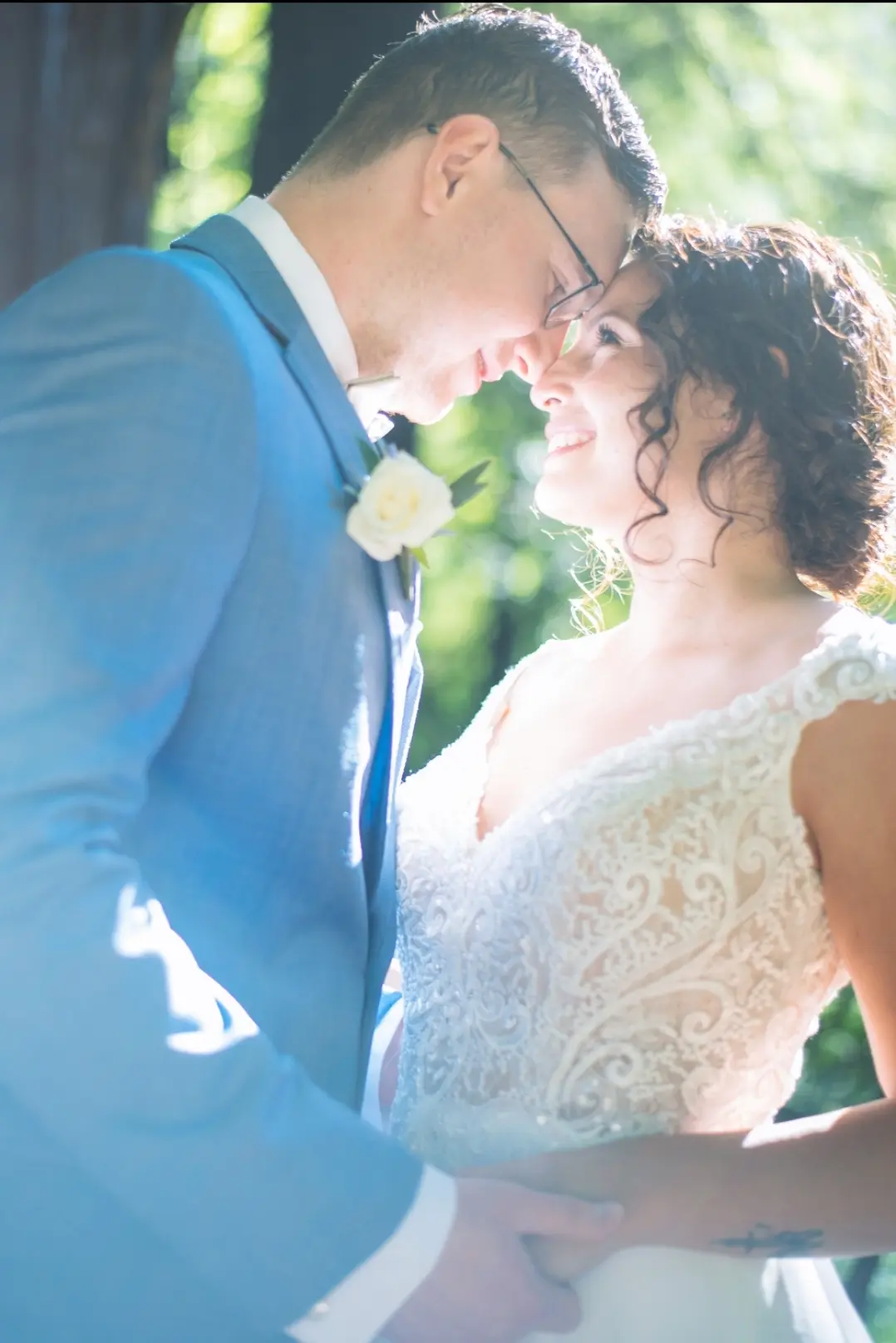 Groom With Bride Wearing Romantic Cap Sleeve Chiffon Wedding Dress June By Maggie Sottero