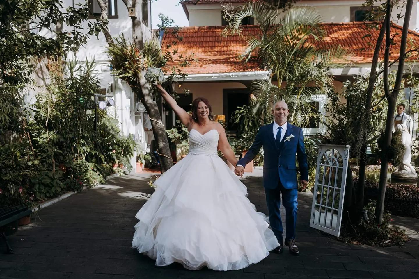 Bride Wearing Sparkly Ballgown Wedding Dress Called Yasmin By Maggie Sottero With Groom In Portugal