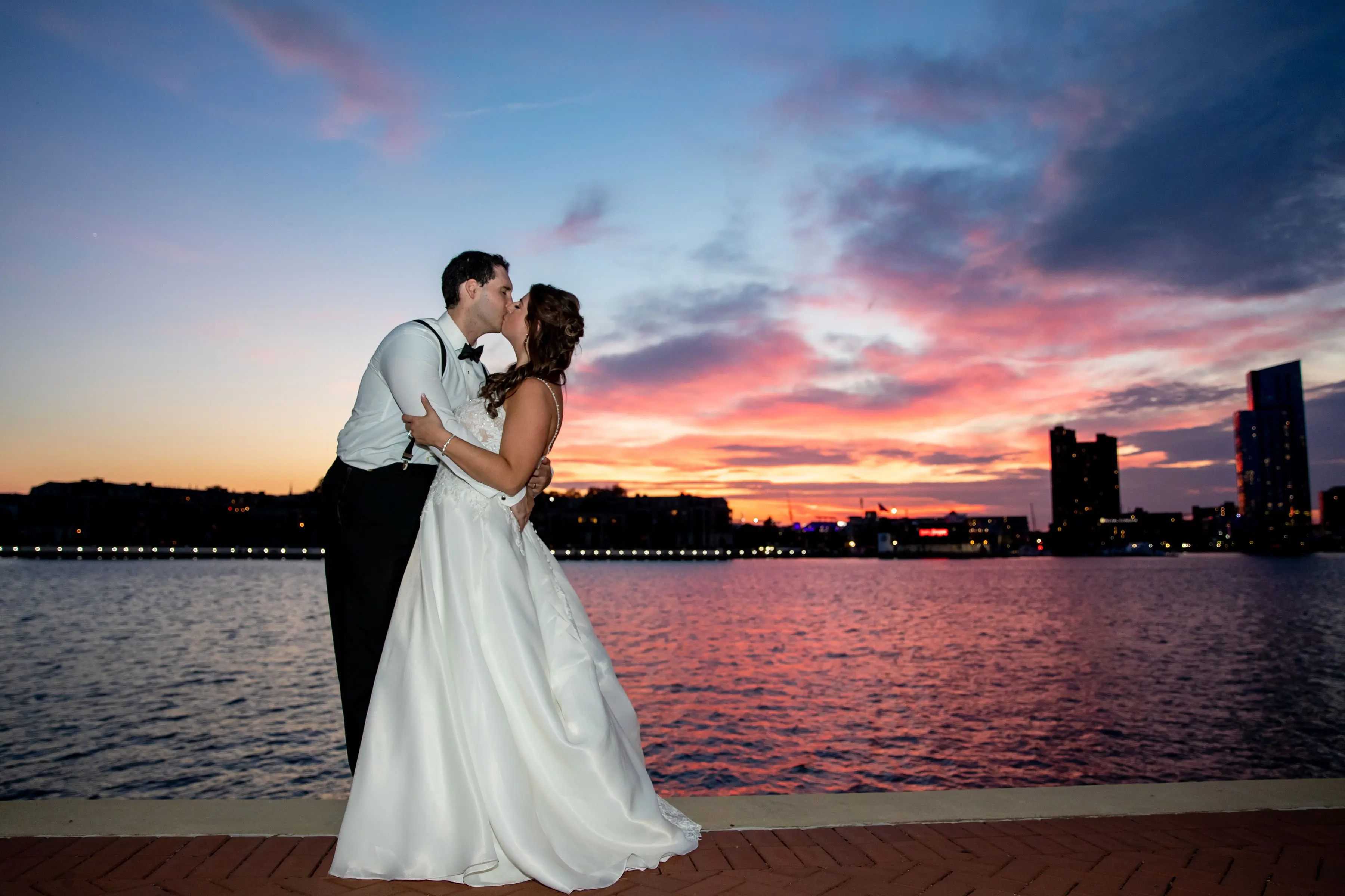 Groom With Bride Wearing A-Line Wedding Dress Savannah By Maggie Sottero