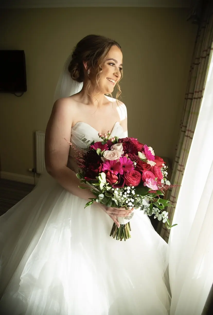 Bride Wearing Ball Gown With Tiered Skirt Yasmin By Maggie Sottero