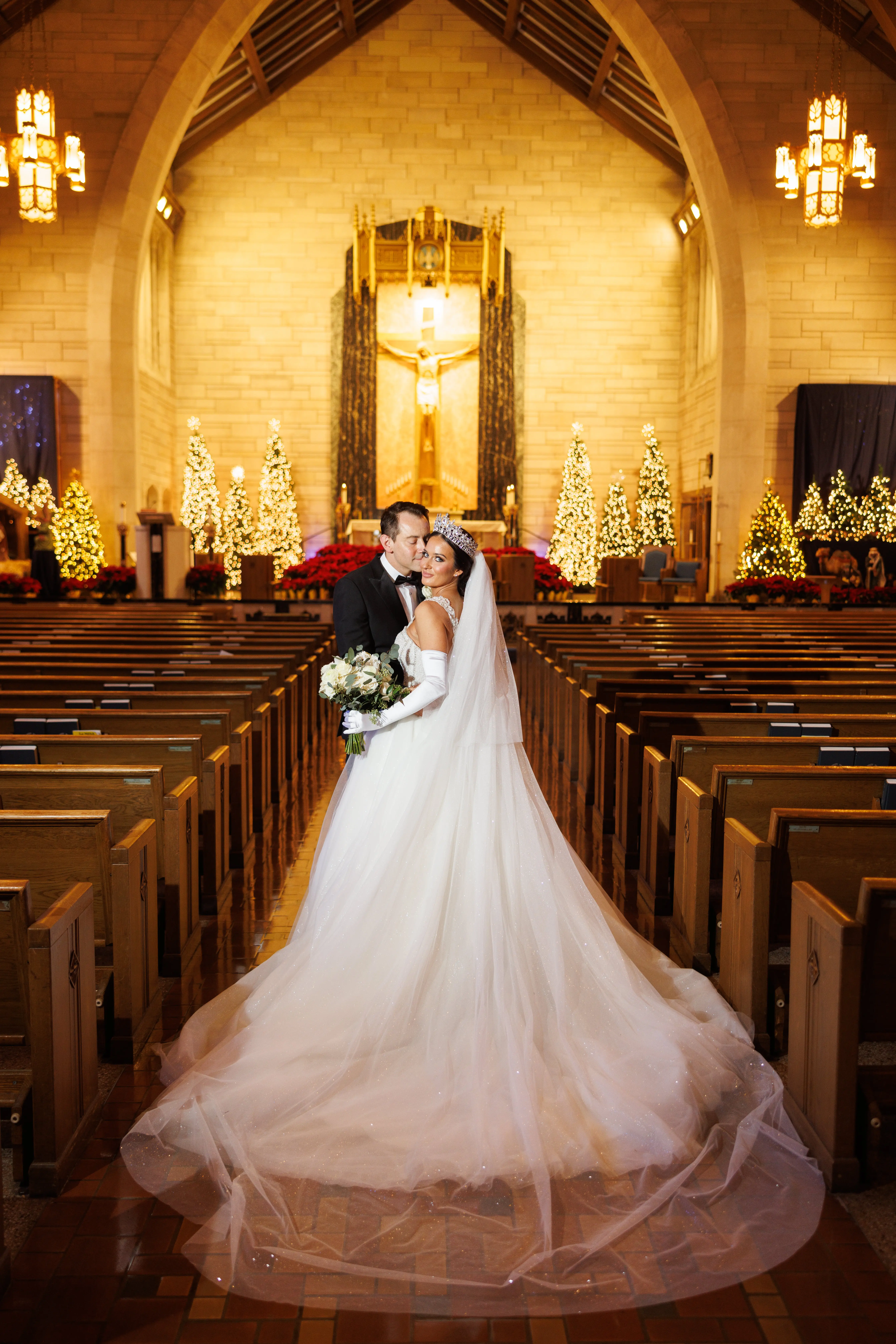 Bride Wearing Princess Ballgown Called Elton By Sottero And Midgley With Groom In A Church