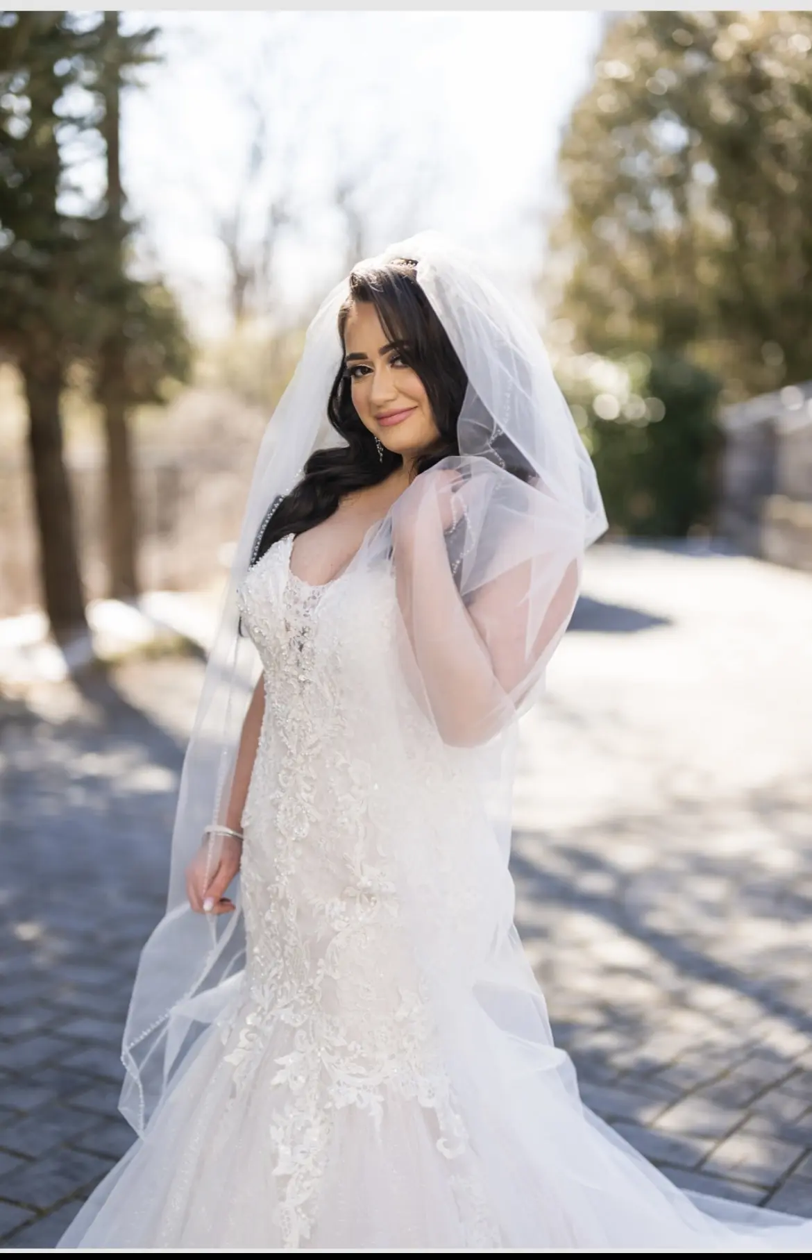 Bride In Glamorous Glitter Tulle and Lace Mermaid Wedding Dress Called Lonnie Lynette By Maggie Sottero