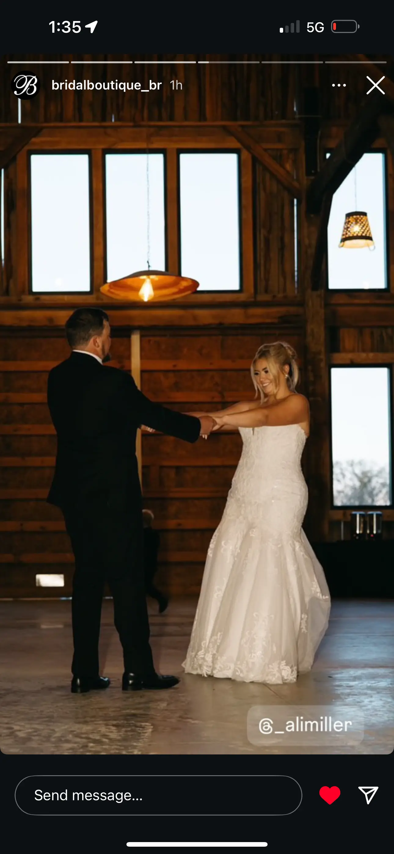 Bride Wearing Lace Mermaid Wedding Gown Called Toccara By Maggie Sottero Dancing With Groom At The Reception