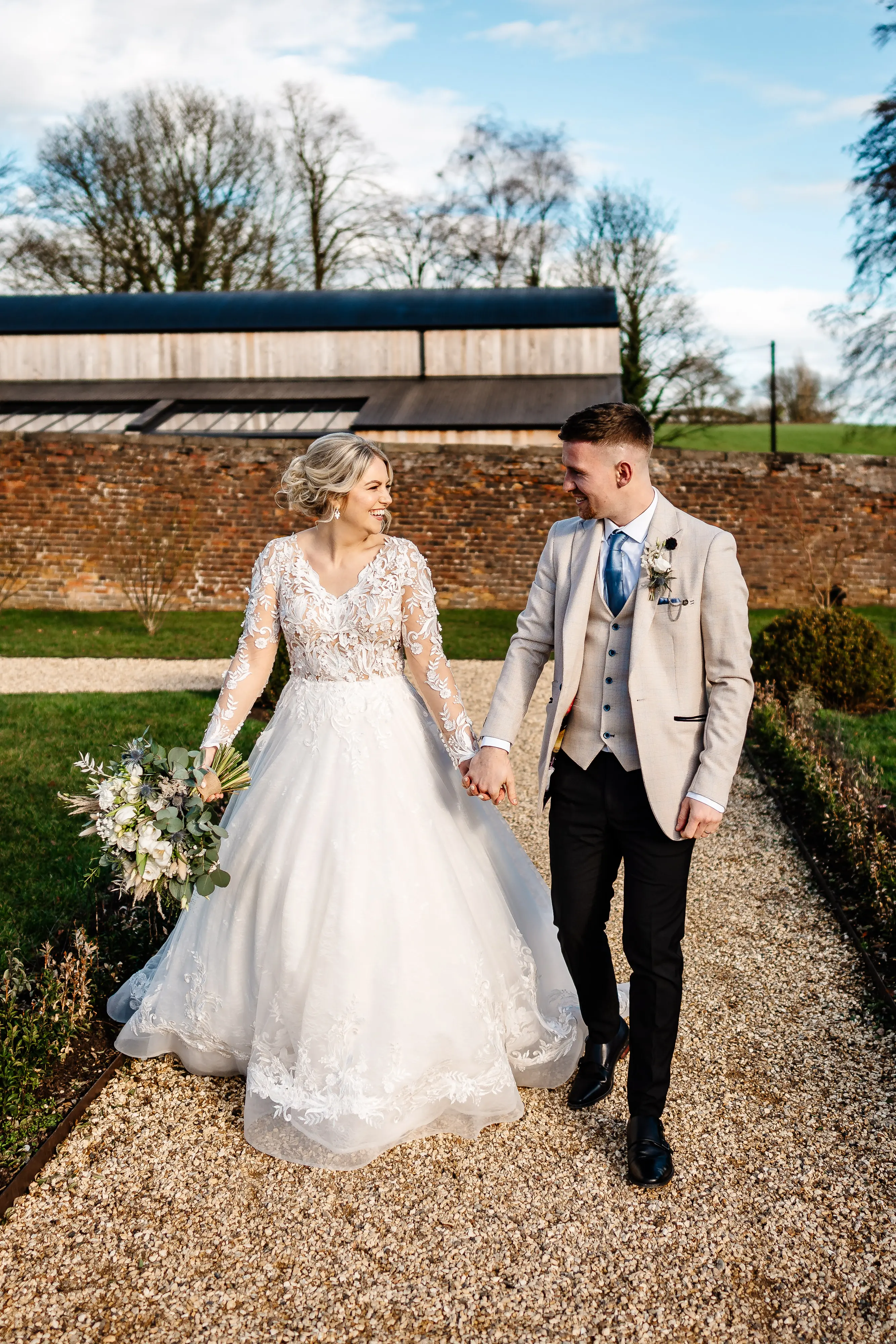 Brides In Illusion Sleeves V-Neckline Zander Sottero Midgley With Groom