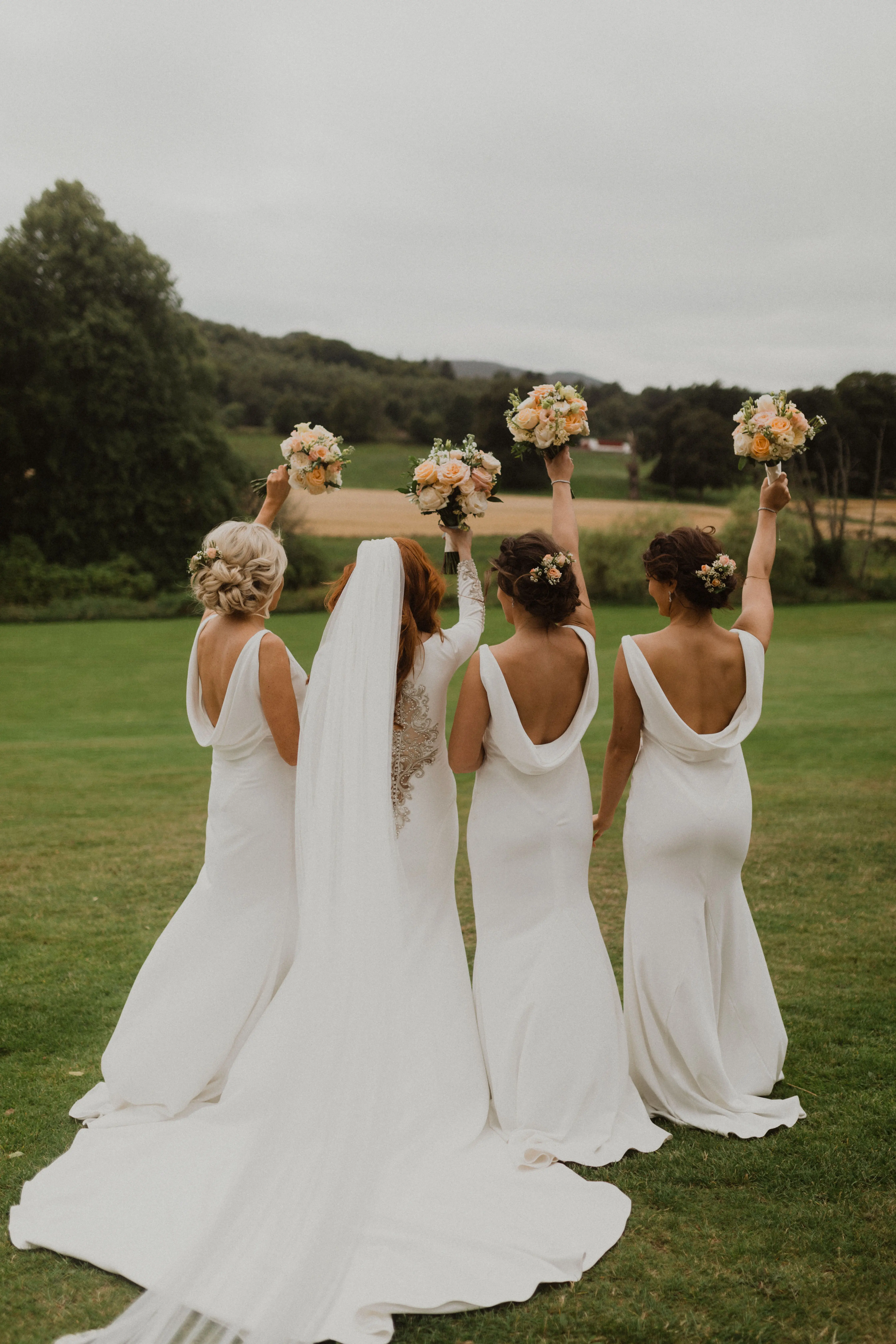 Bride Wearing Crepe Fit And Flare Wedding Dress Aston By Sottero And Midgley