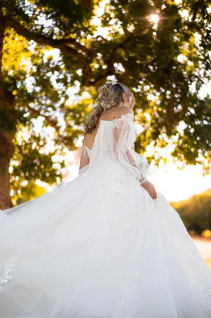 Real Bride in V-Back and Corset Detail Wedding Dress Named Harlem by Maggie Sottero