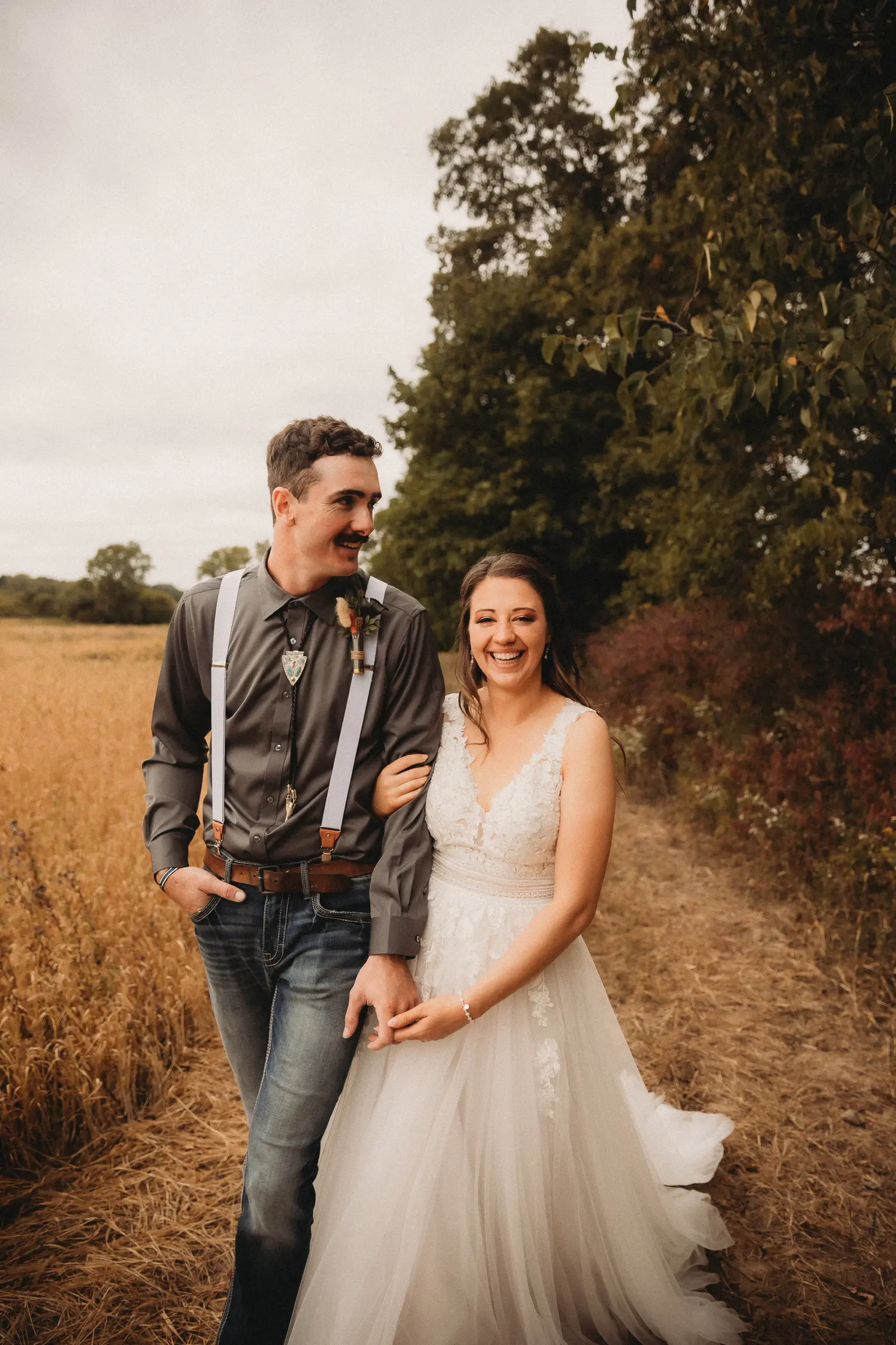 Real Bride in A-Line Wedding Dress with Flowy Tulle Skirt and Sheer Lace Bodice Called Ohara by Maggie Sottero