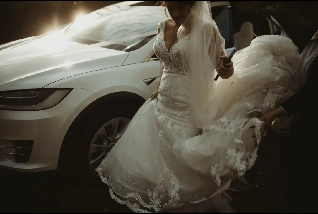 Real Bride in V-Neckline Mermaid Wedding Dress Named Joss by Sottero & Midgley