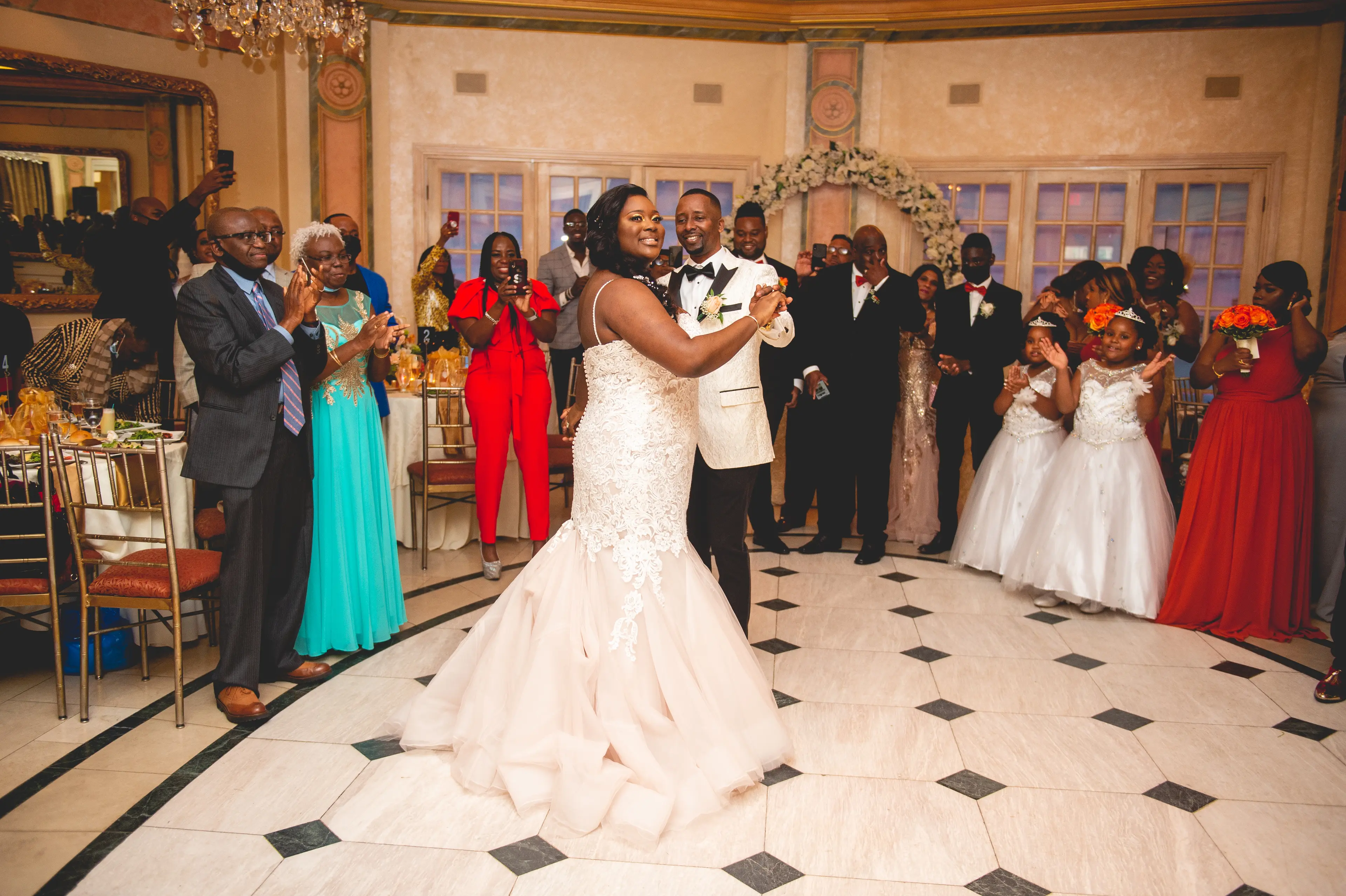 First Dance of Real Bride in Beaded Sweetheart Neckline Wedding Dress Named Alistaire Lynette by Maggie Sottero