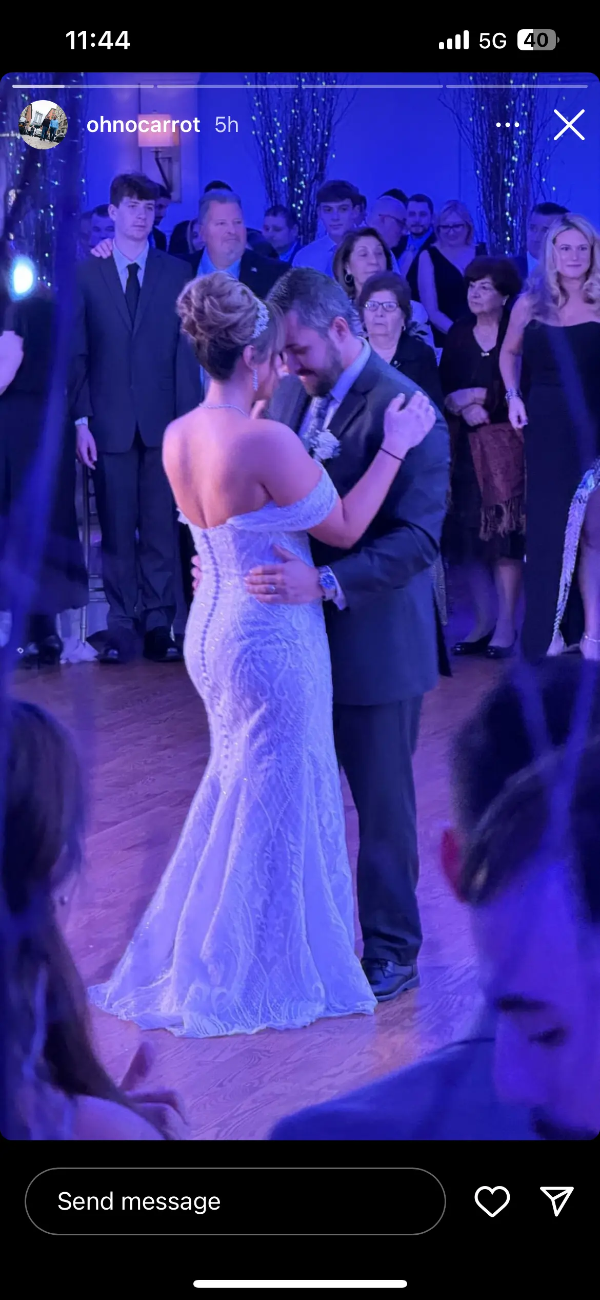 Bride wearing Bronson wedding dress by Sottero and Midgley dancing with her husband