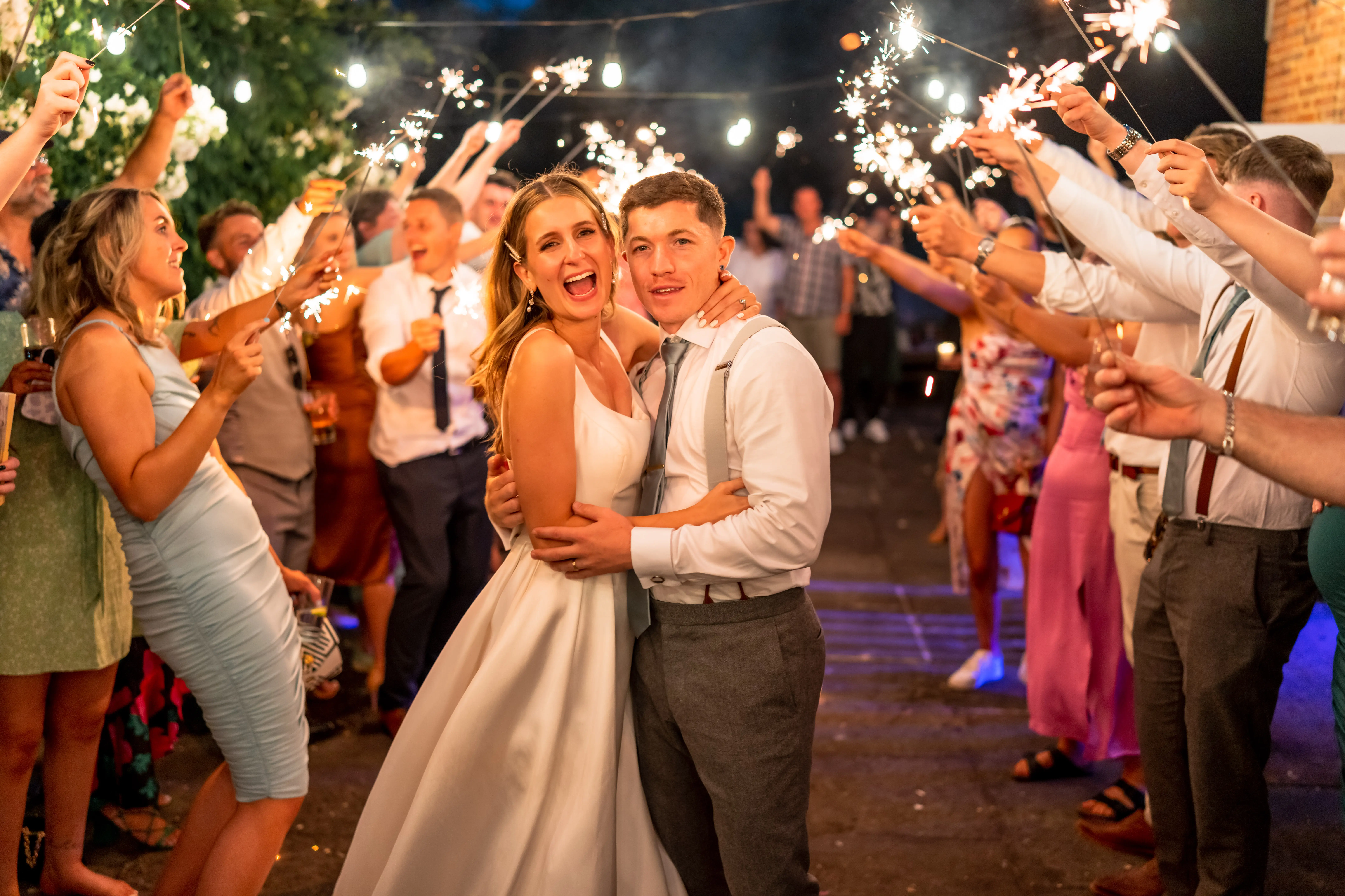 Groom With Bride Wearing Satin Ball Gown Selena By Maggie Sottero