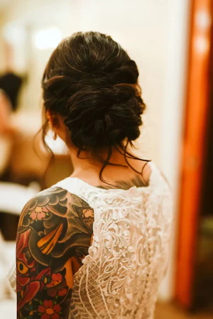 Back Detail Of Bride Wearing Halter Lace Wedding Dress Called Kevyn By Sottero And Midgley