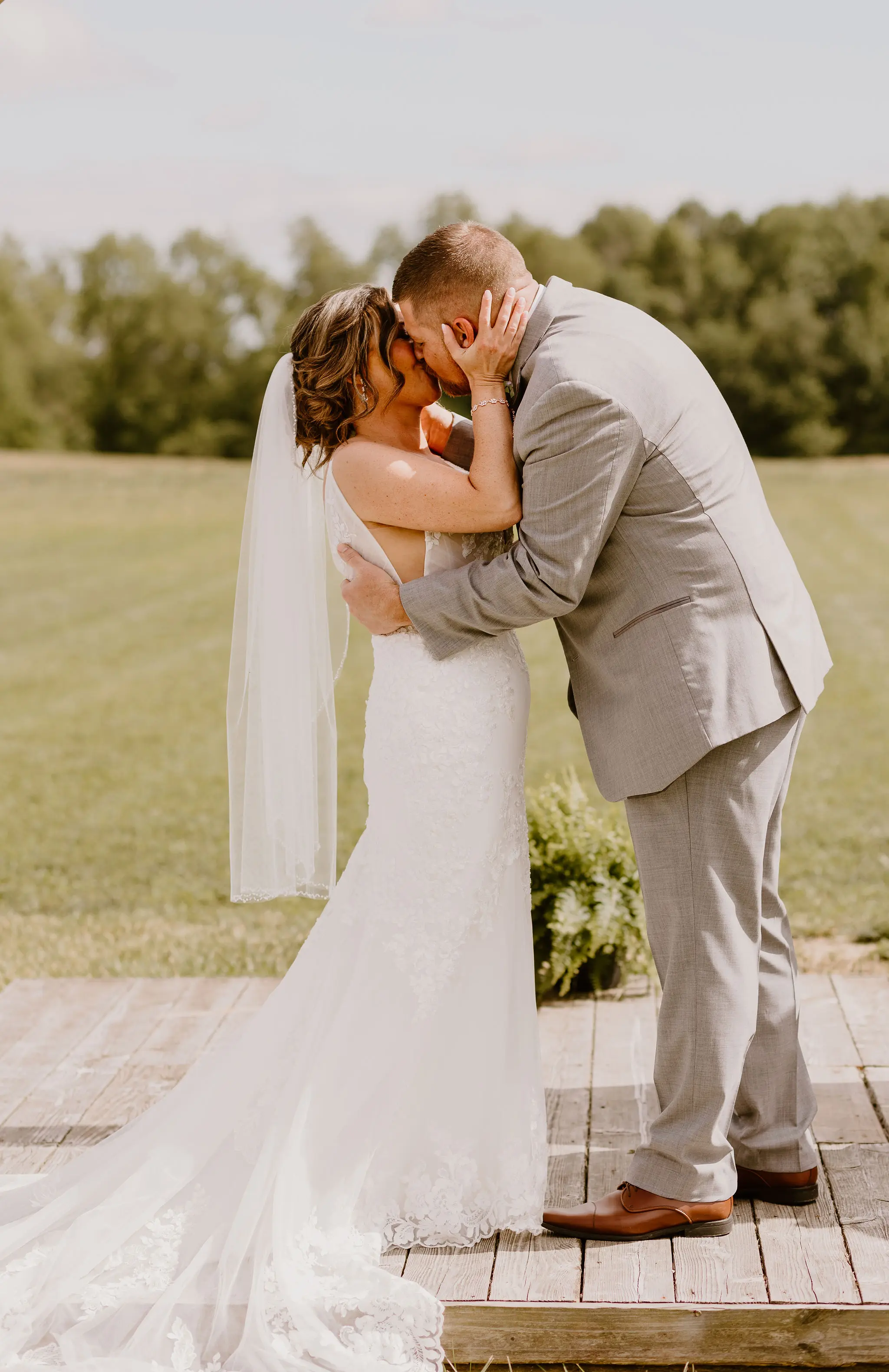 Bride In Floral Wedding Dress Called Fontaine By Maggie Sottero