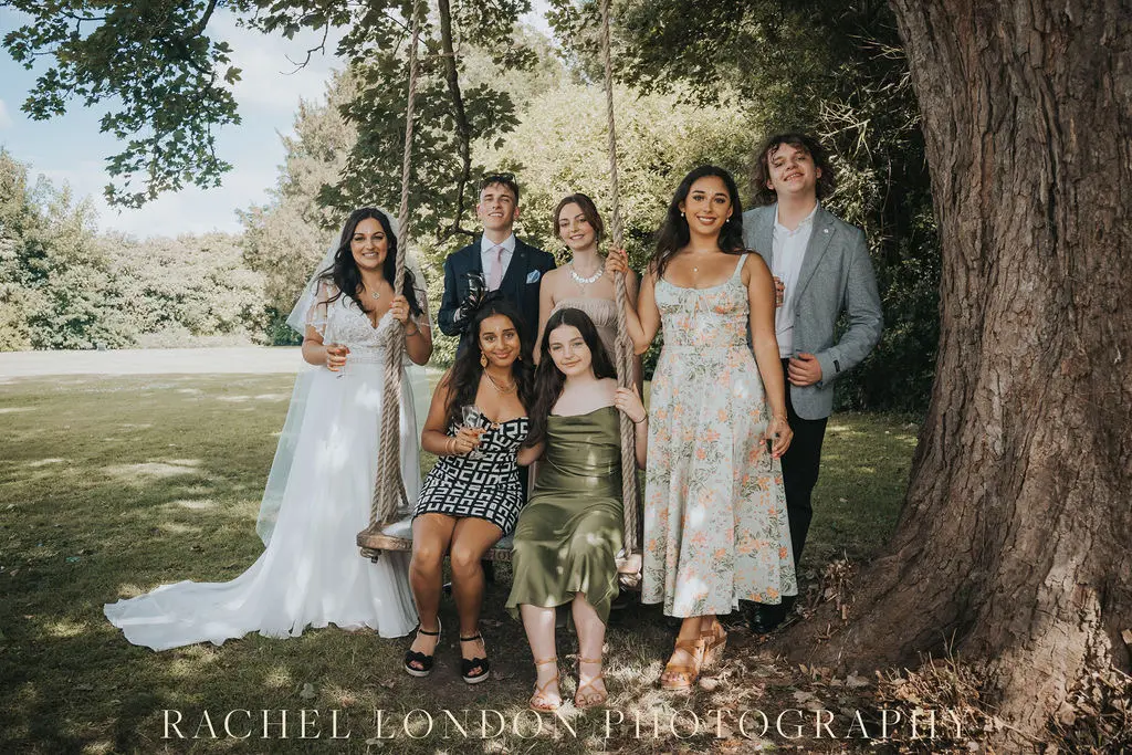 Bride In Textured A-line Lorraine Rebecca Ingram With Guests
