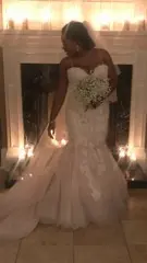 Bride wearing Lace Mermaid Wedding Dress called Alistaire by Maggie Sottero