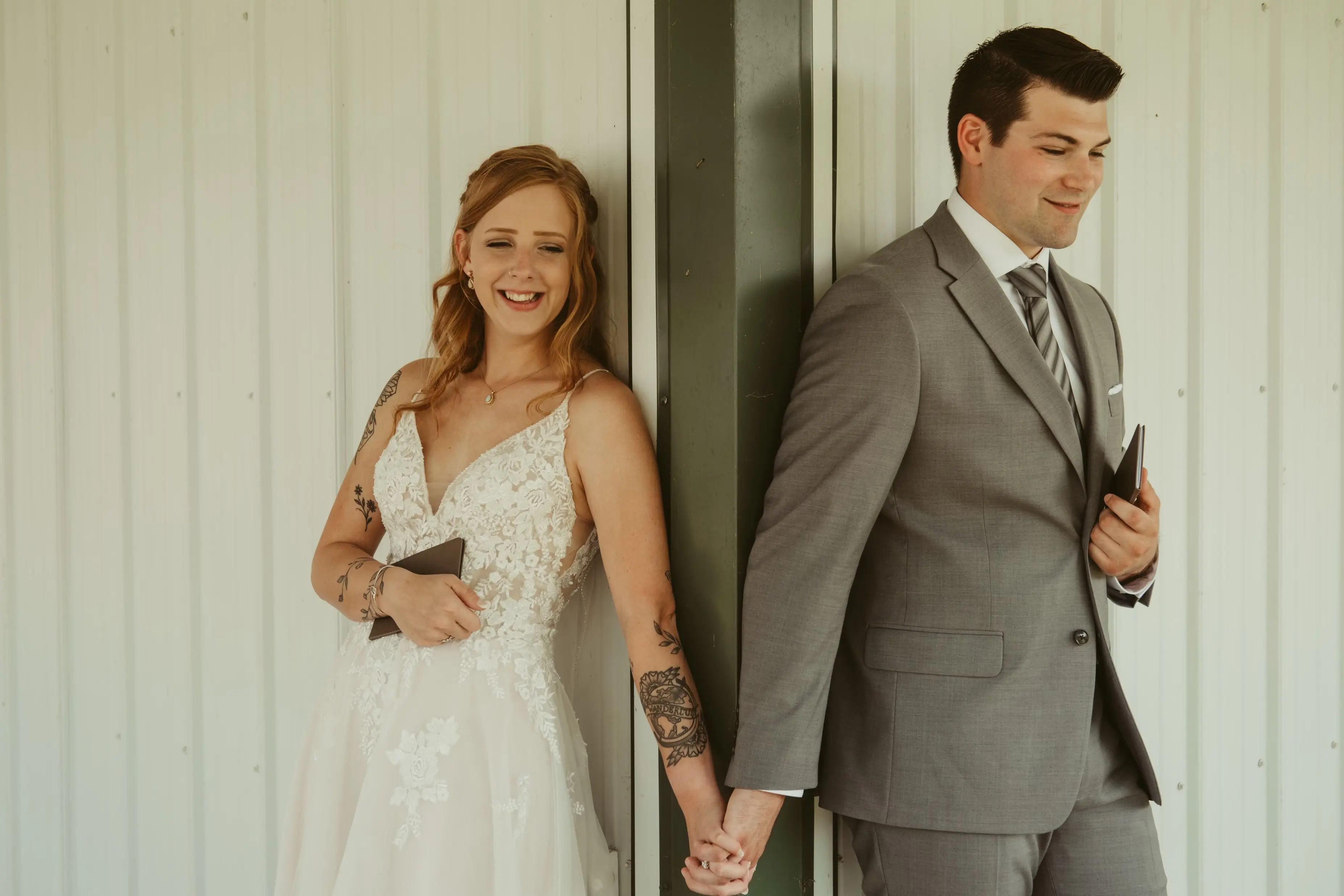 Bride In Ivory A-line Jill Rebecca Ingram With Groom