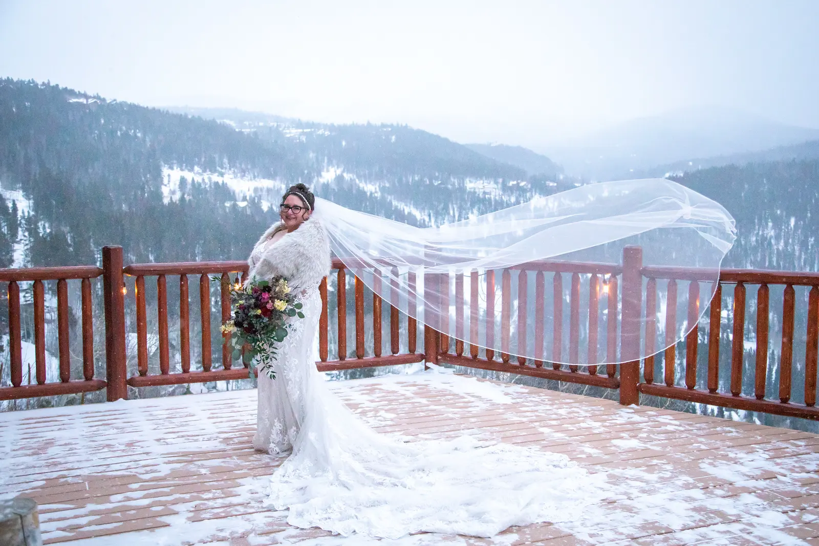 Bride In Lace Winter Wedding Dress Called Edison By Maggie Sottero