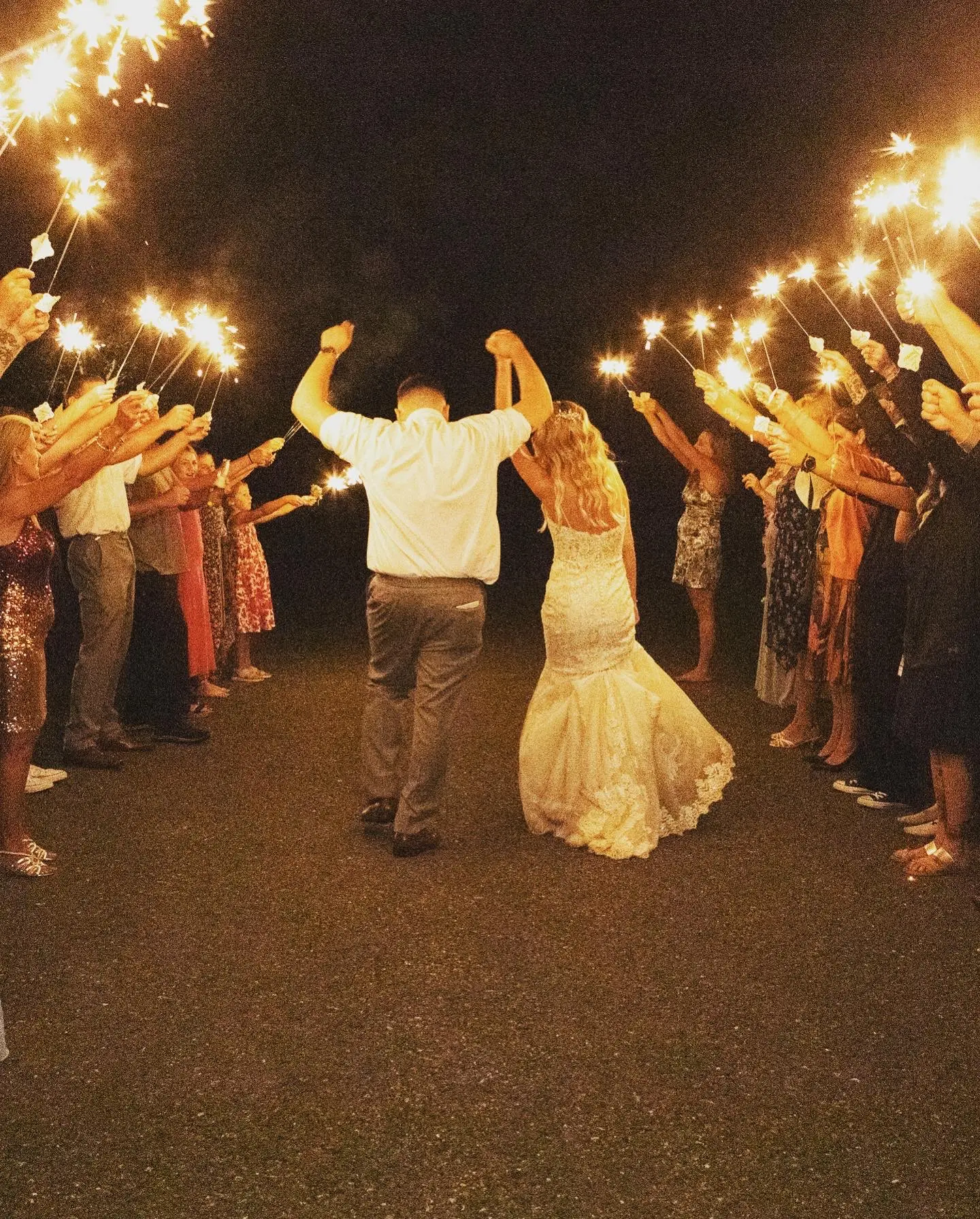 Groom With Bride Wearing Sparkly Lace Fit-And-Flare Fiona By Maggie Sottero