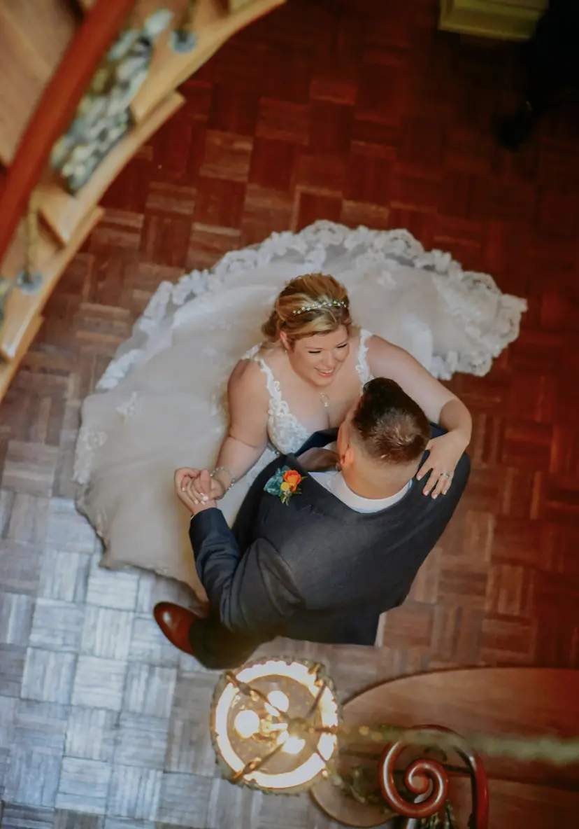Groom With Bride Wearing Elegant Lace Ballgown Trinity Lynette By Maggie Sottero