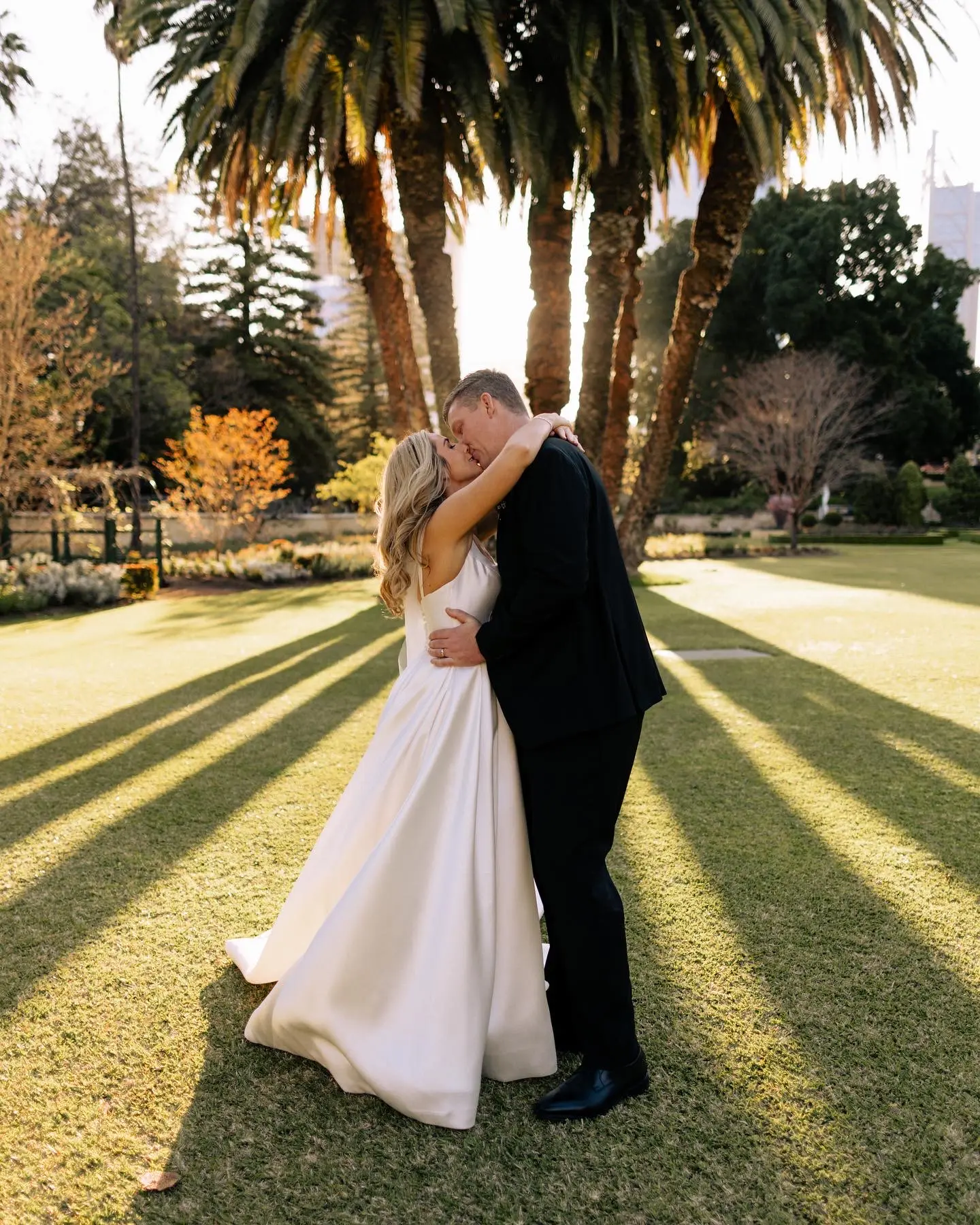 Groom With Bride Wearing Satin Ball Gown Selena By Maggie Sottero