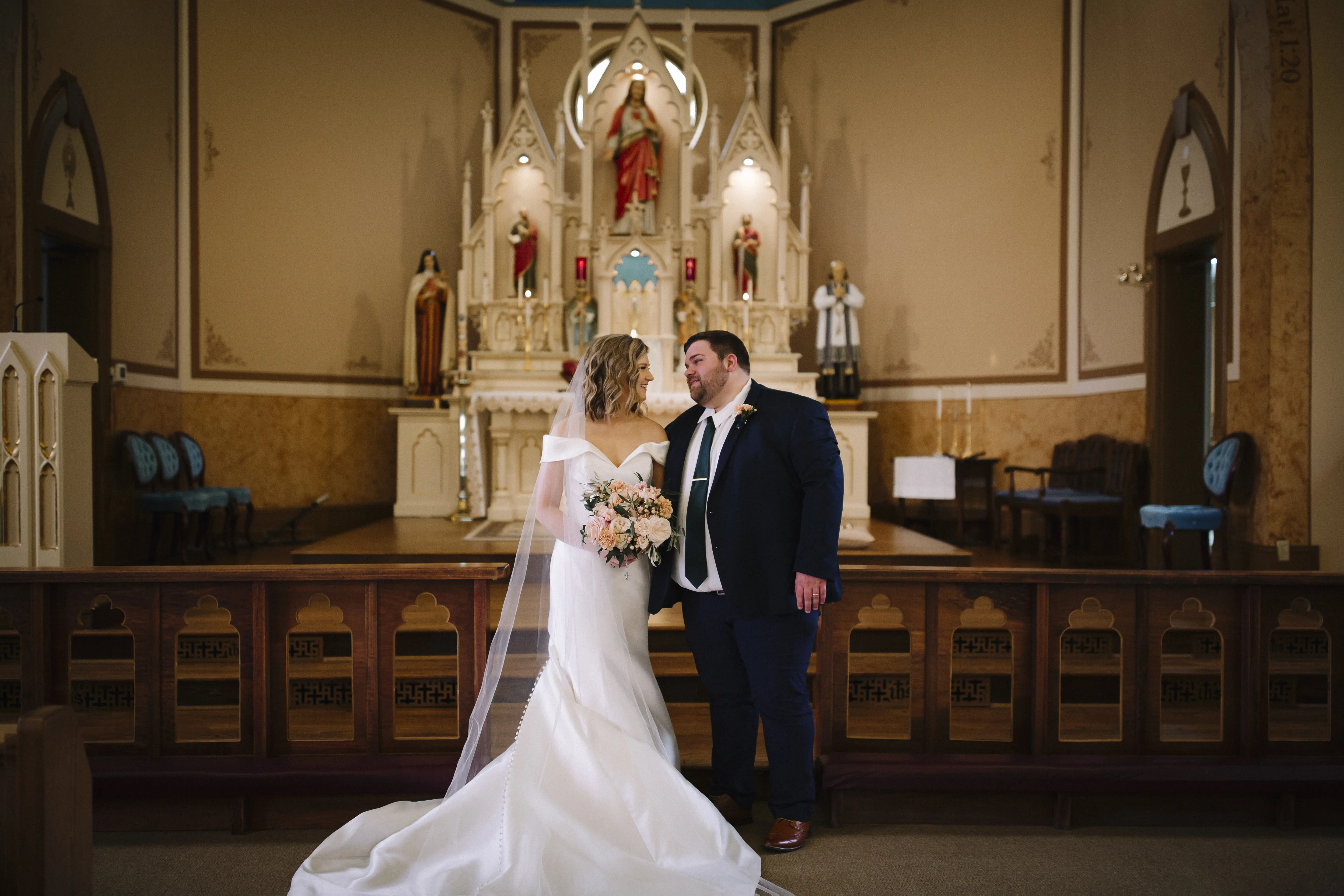 Bride In Satin Wedding Dress Called Josie By Rebecca Ingram