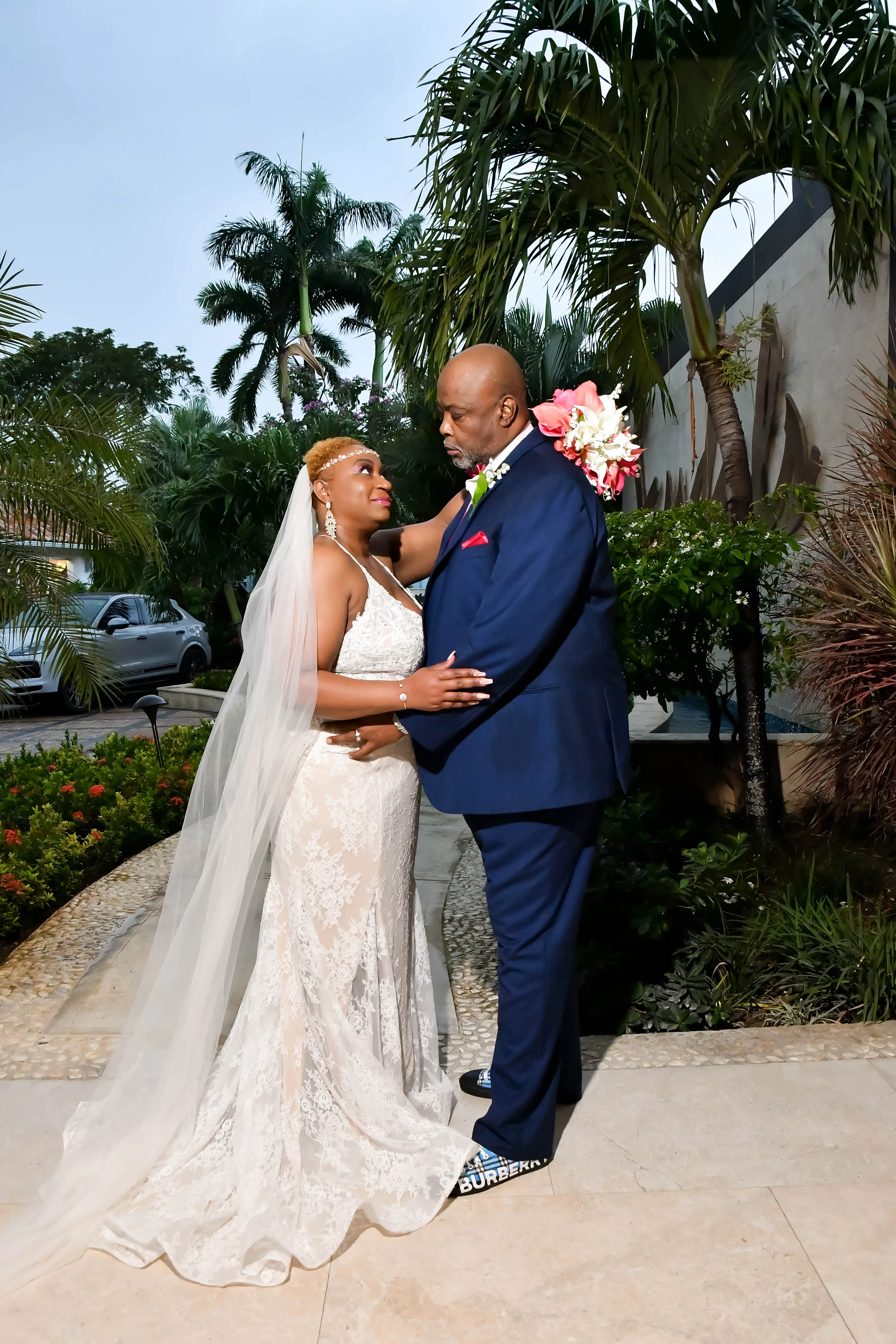 Bride Wearing Sparkly Lace Wedding Dress Called Tuscany Lynette By Maggie Sottero
