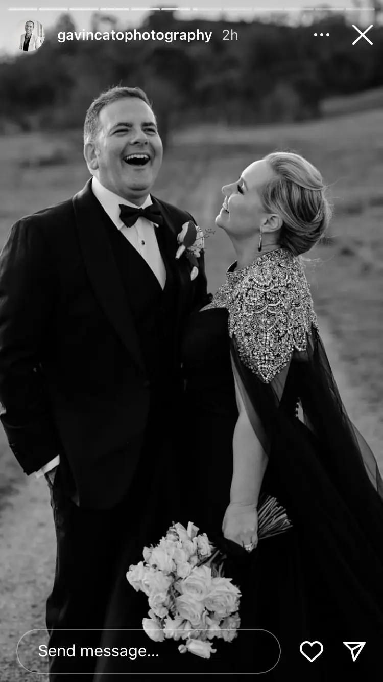 Bride wearing Aspen by Sottero and Midgley laughing with her husband