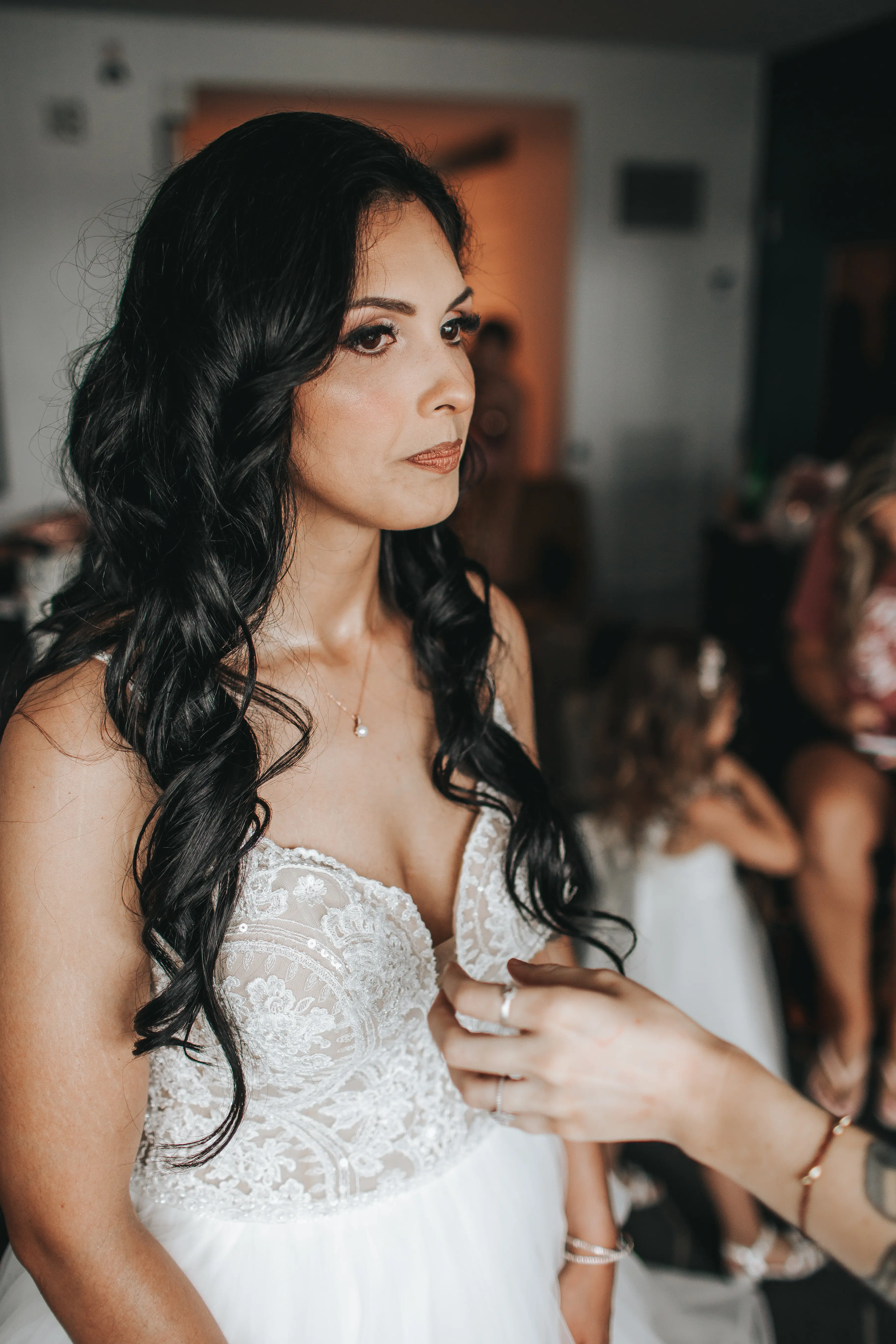 Bride wearing boho princess wedding dress