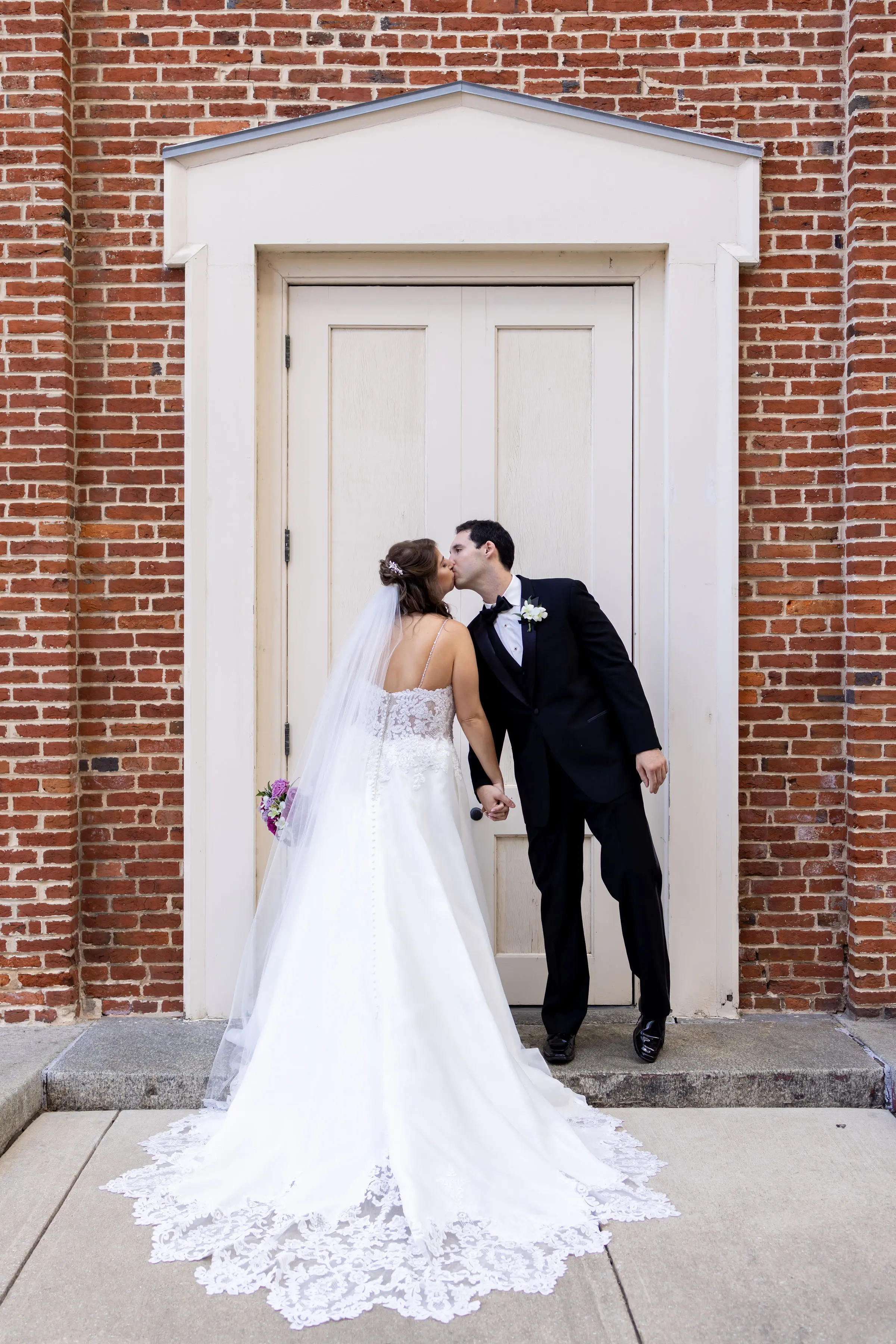 Groom With Bride Wearing A-Line Wedding Dress Savannah By Maggie Sottero