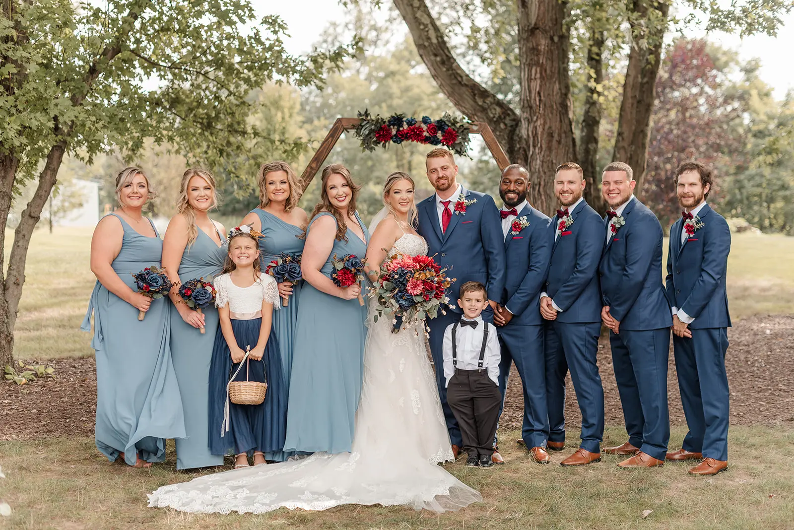 Bride Wearing Sexy Mermaid Lace Wedding Dress Called Fiona By Maggie Sottero With Bridal Party