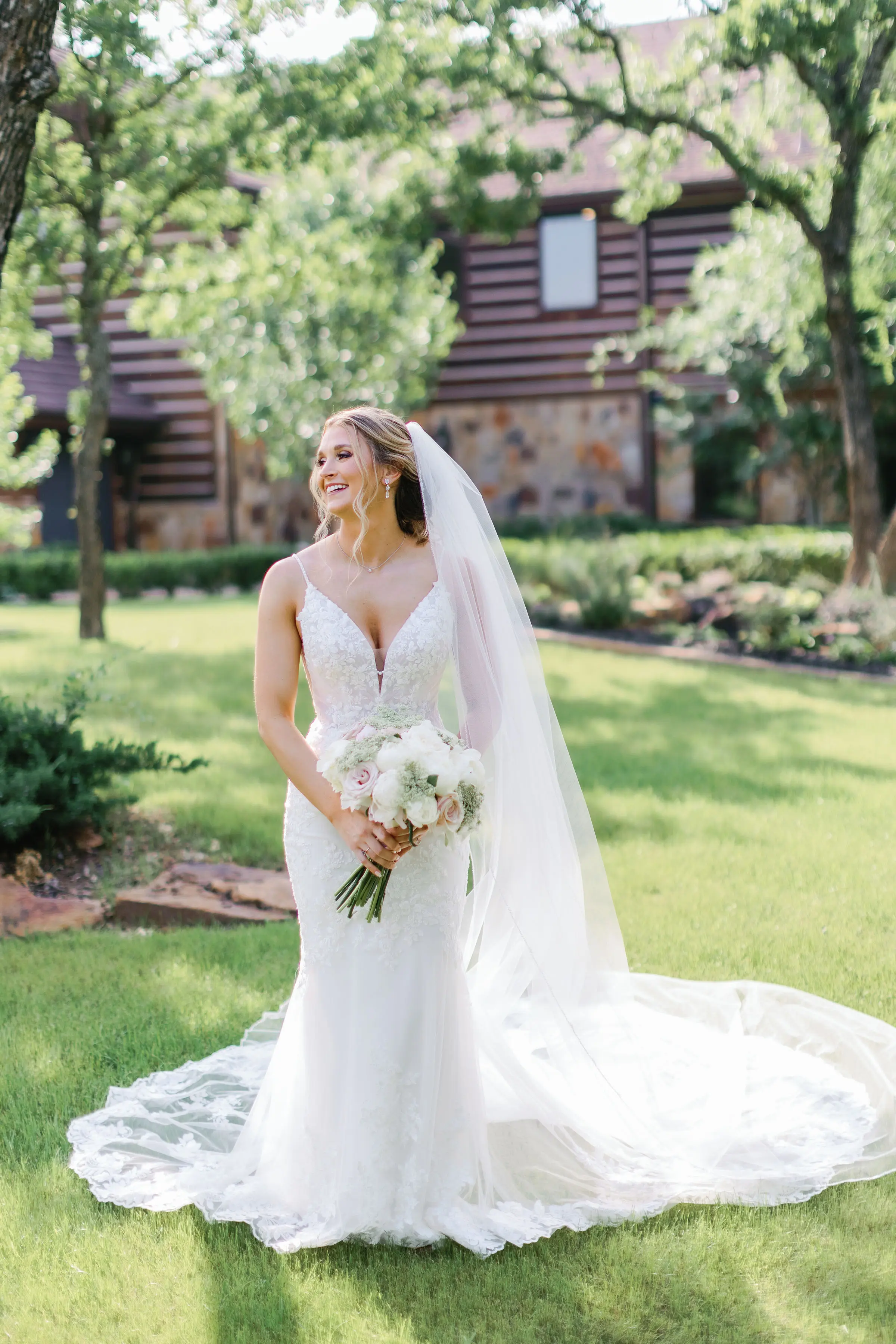 Bride Wearing Sparkly Lace Wedding Dress Called Fontaine By Maggie Sottero