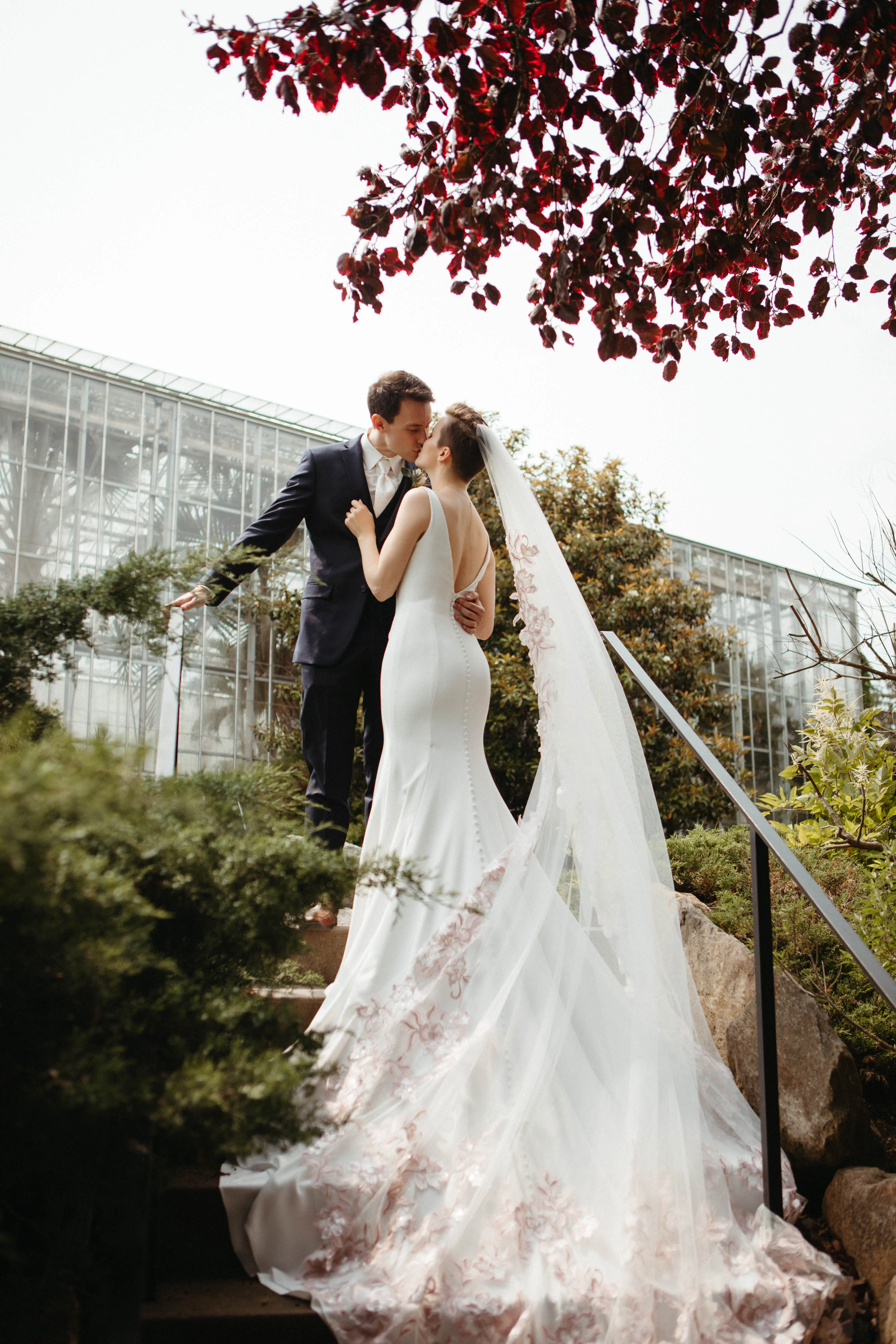 Bride In Minimalist Fit-and-flare Fernanda Maggie Sottero With Groom