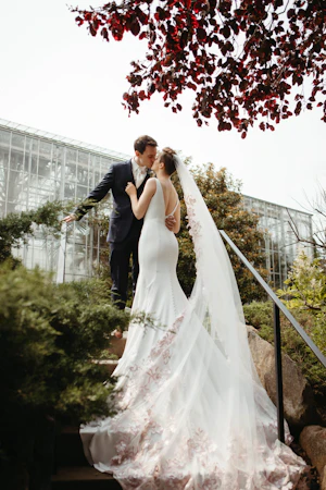 Bride In Minimalist Fit-and-flare Fernanda Maggie Sottero With Groom