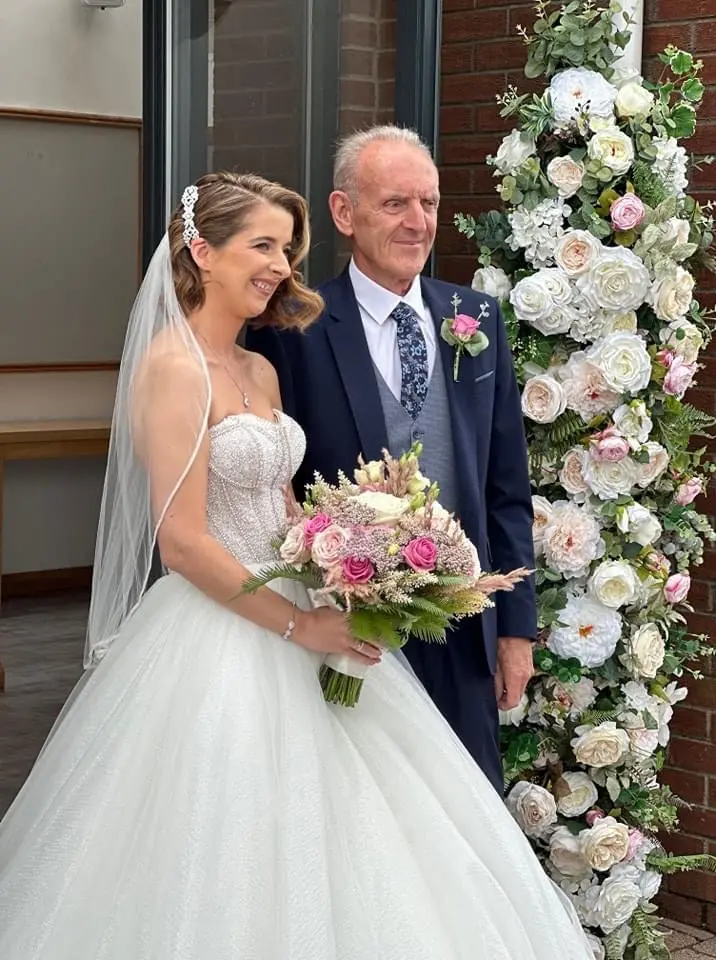 Bride In Beaded Ballgown Elton Sottero Midgley With Groom