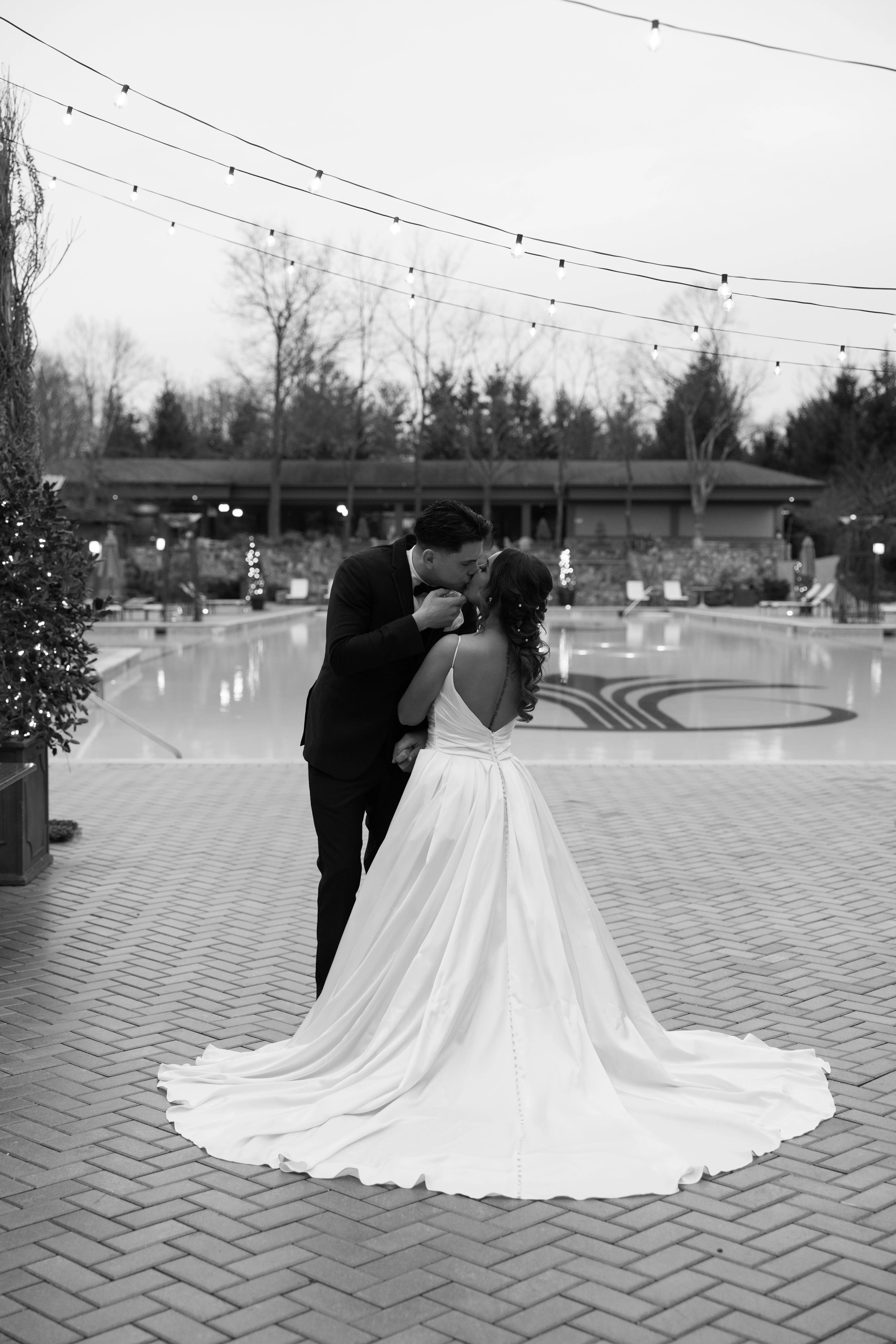 Bride In Simple Satin Wedding Dress Called Scarlet By Maggie Sottero With Groom