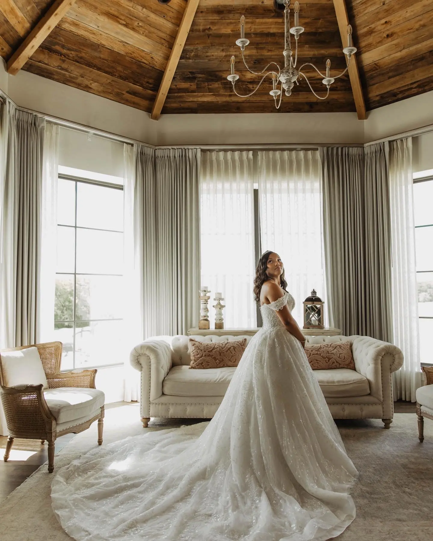 Bride Wearing Sparkly Ballgown Wedding Dress Called Zartasha By Sottero and Midgley