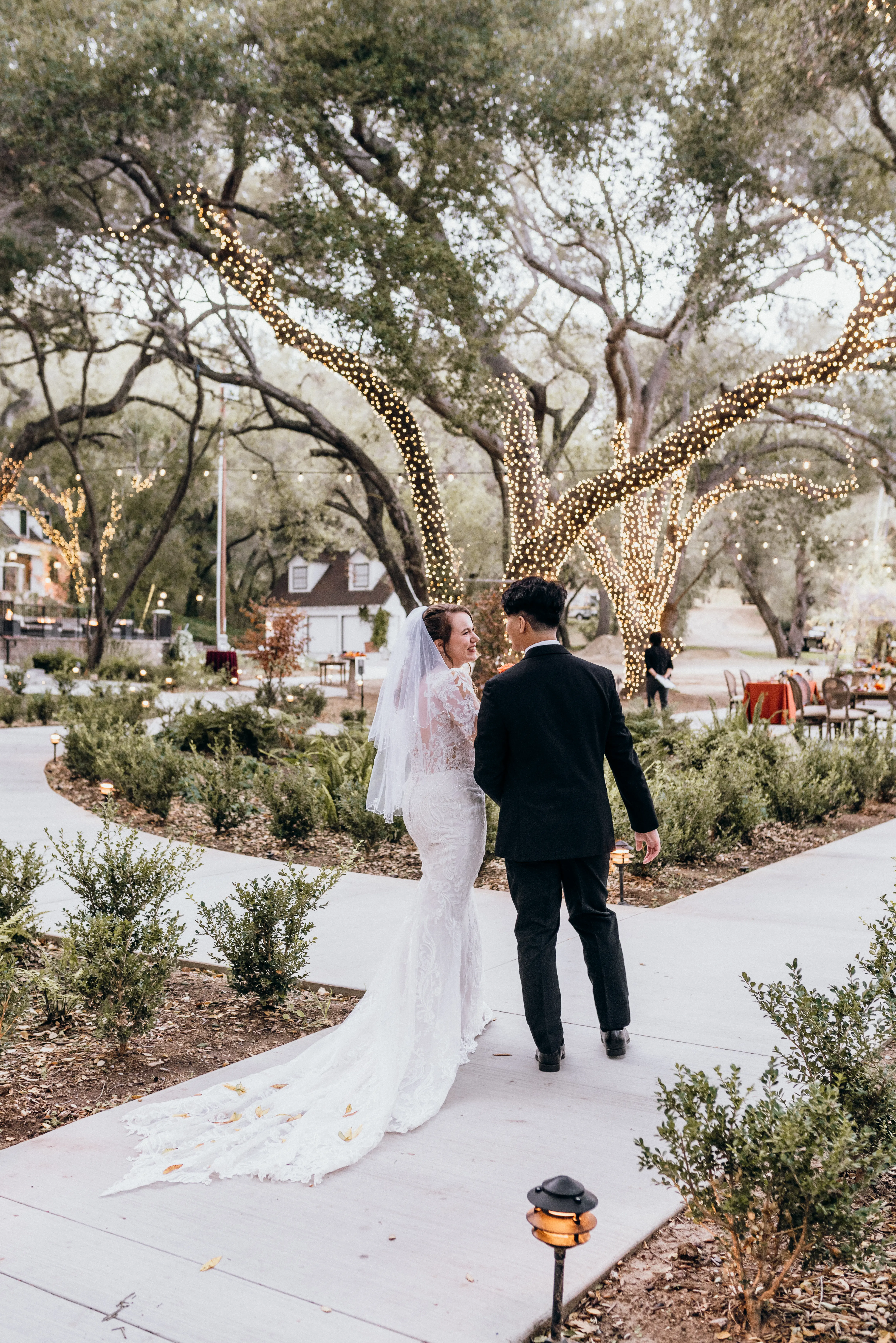 Bride In Embroidered Lace Sheath Dress Hamilton Sottero Midgley With Groom