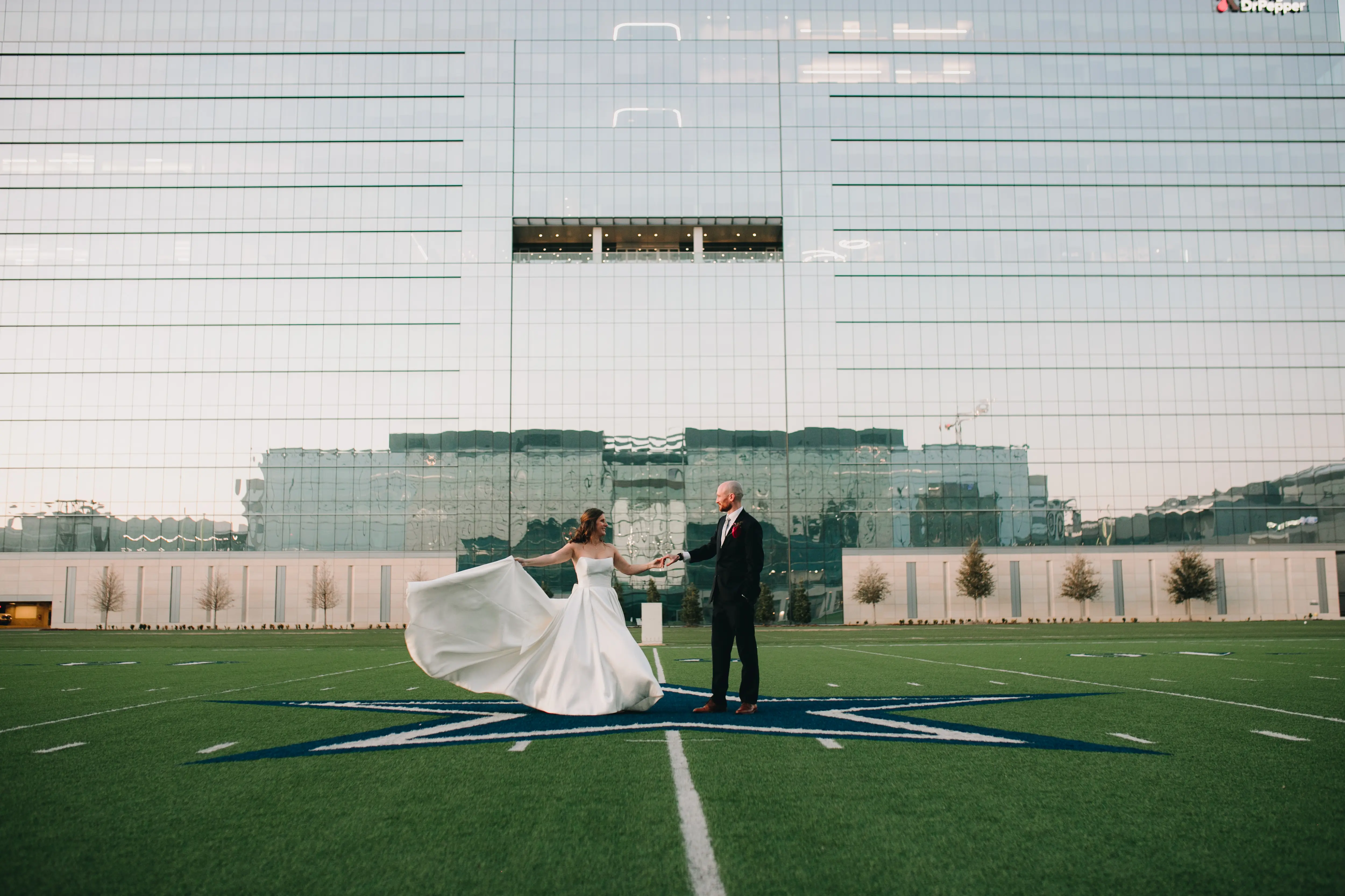 Bride In Satin Ballgown Selena Maggie Sottero With Groom