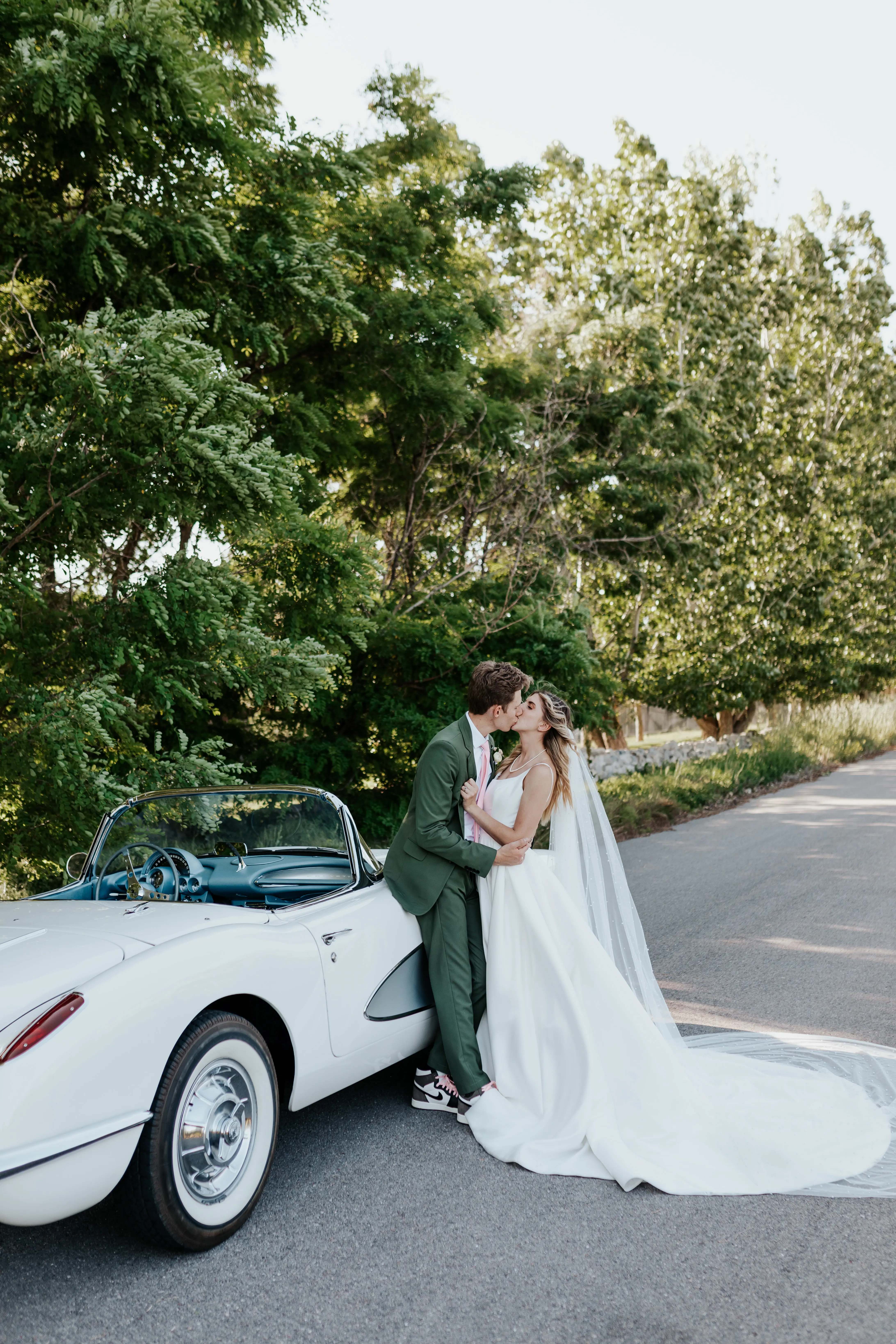 Bride With Groom In Satin Wedding Dress Called Selena By Maggie Sottero
