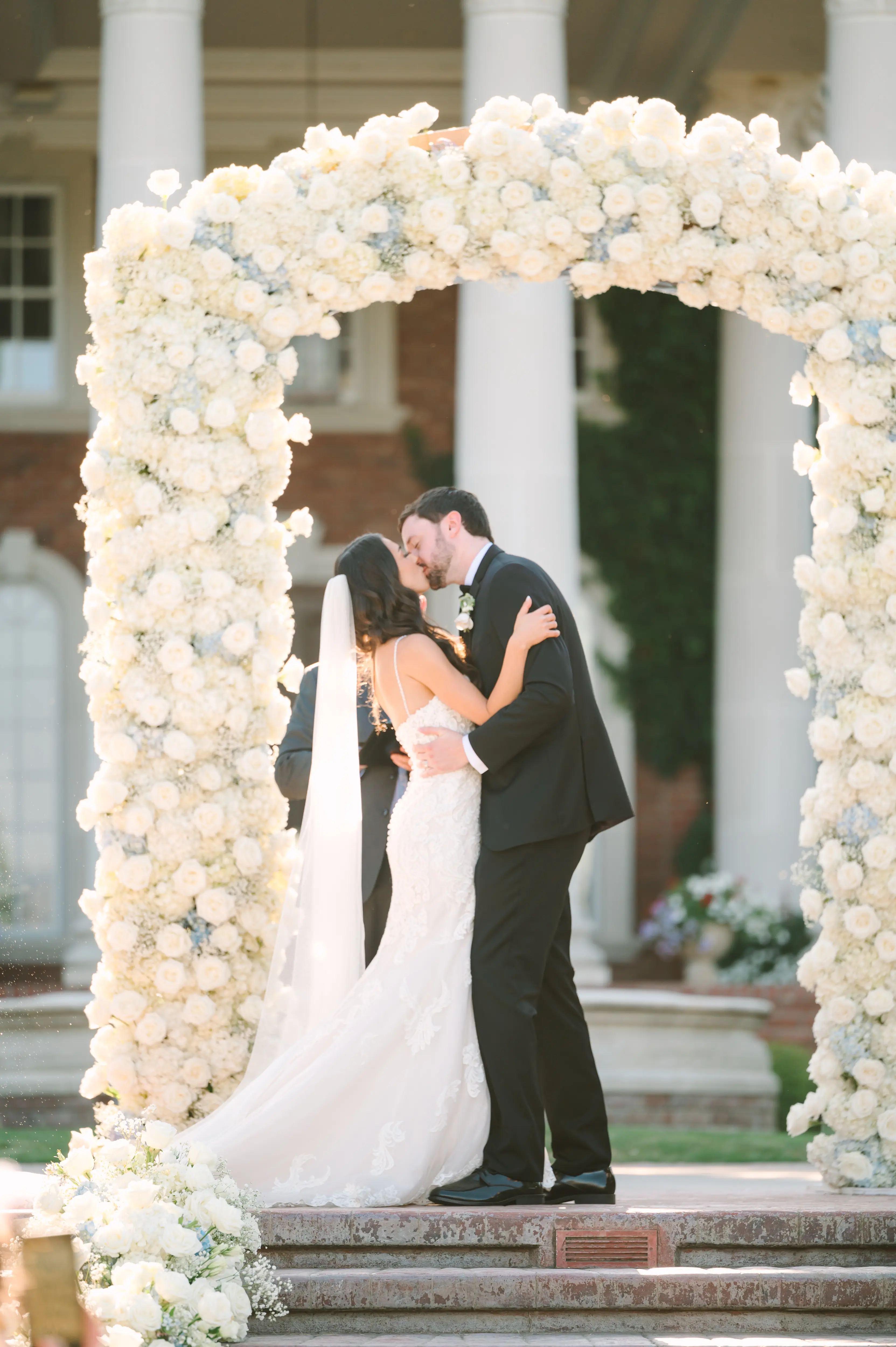 Groom With Bride Wearing Sparkly Lace Fit-And-Flare Fiona By Maggie Sottero